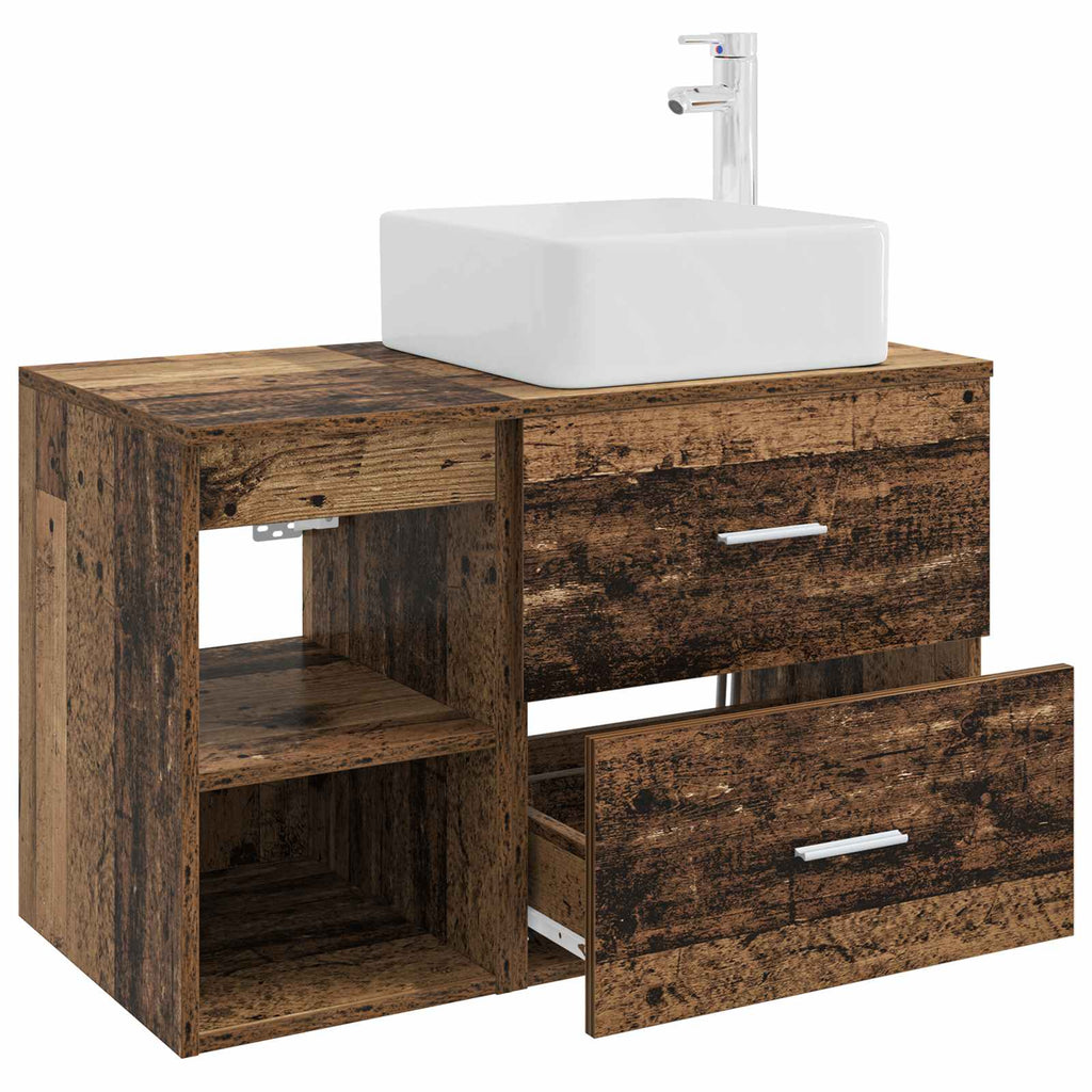 Badezimmermöbel-Set 2 pcs Altholz Holzwerkstoff