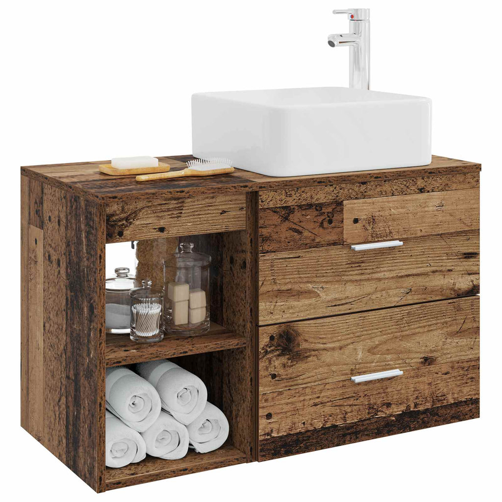 Badezimmermöbel-Set 2 pcs Altholz Holzwerkstoff