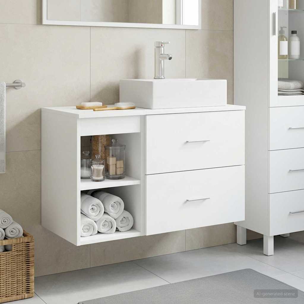 Badezimmermöbel-Set 2 pcs Weiß Holzwerkstoff