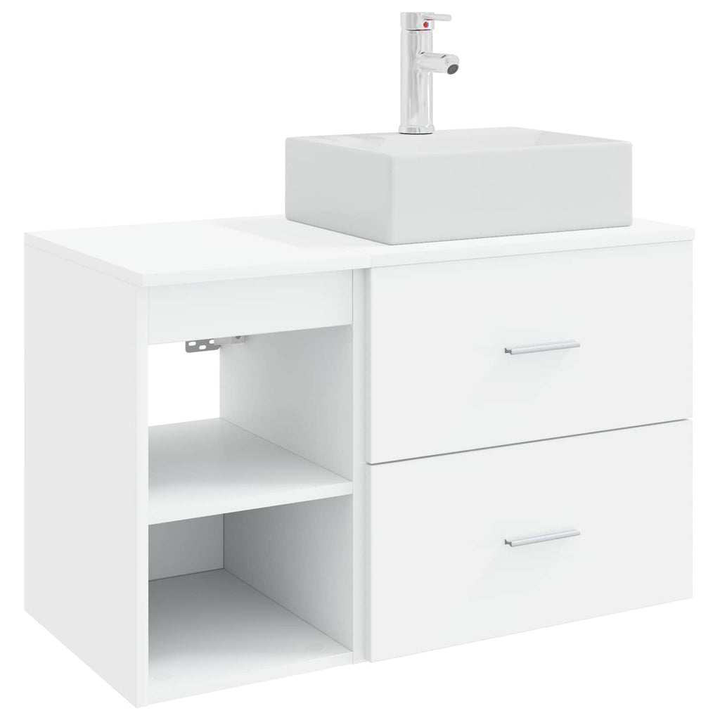 Badezimmermöbel-Set 2 pcs Weiß Holzwerkstoff