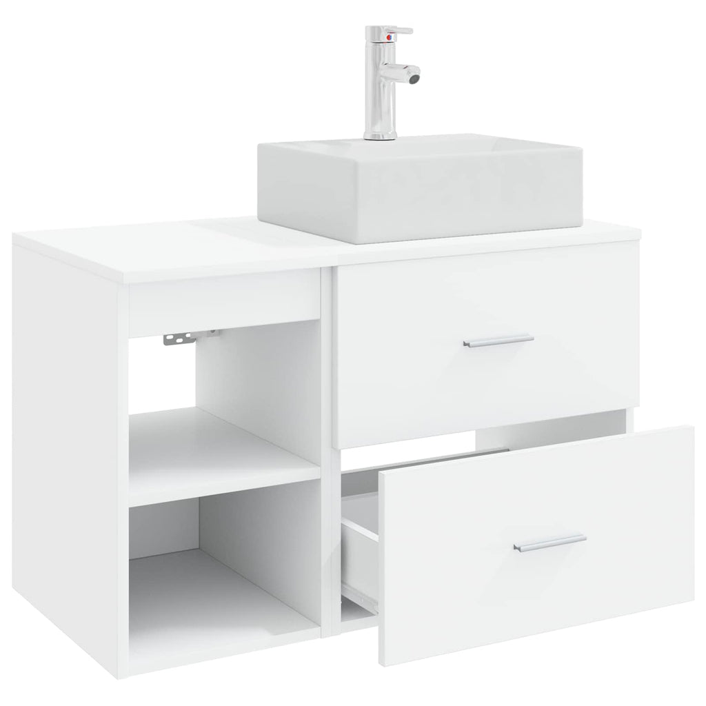 Badezimmermöbel-Set 2 pcs Weiß Holzwerkstoff