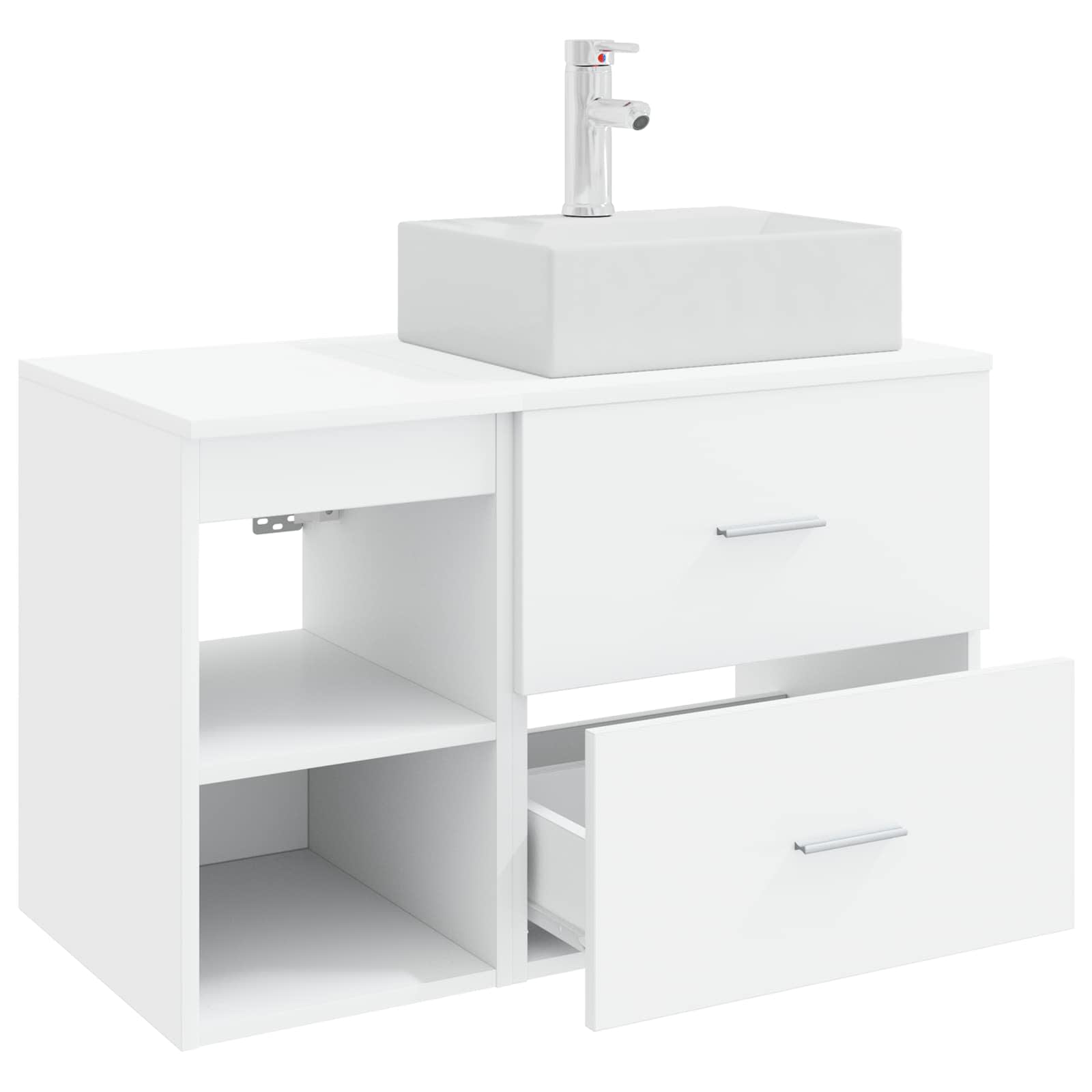 Badezimmermöbel-Set 2 pcs Weiß Holzwerkstoff