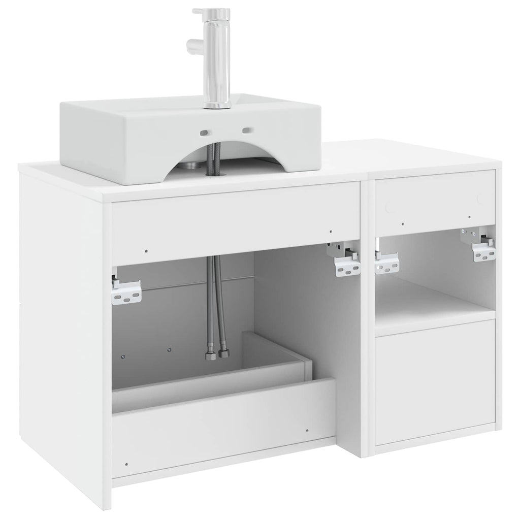 Badezimmermöbel-Set 2 pcs Weiß Holzwerkstoff