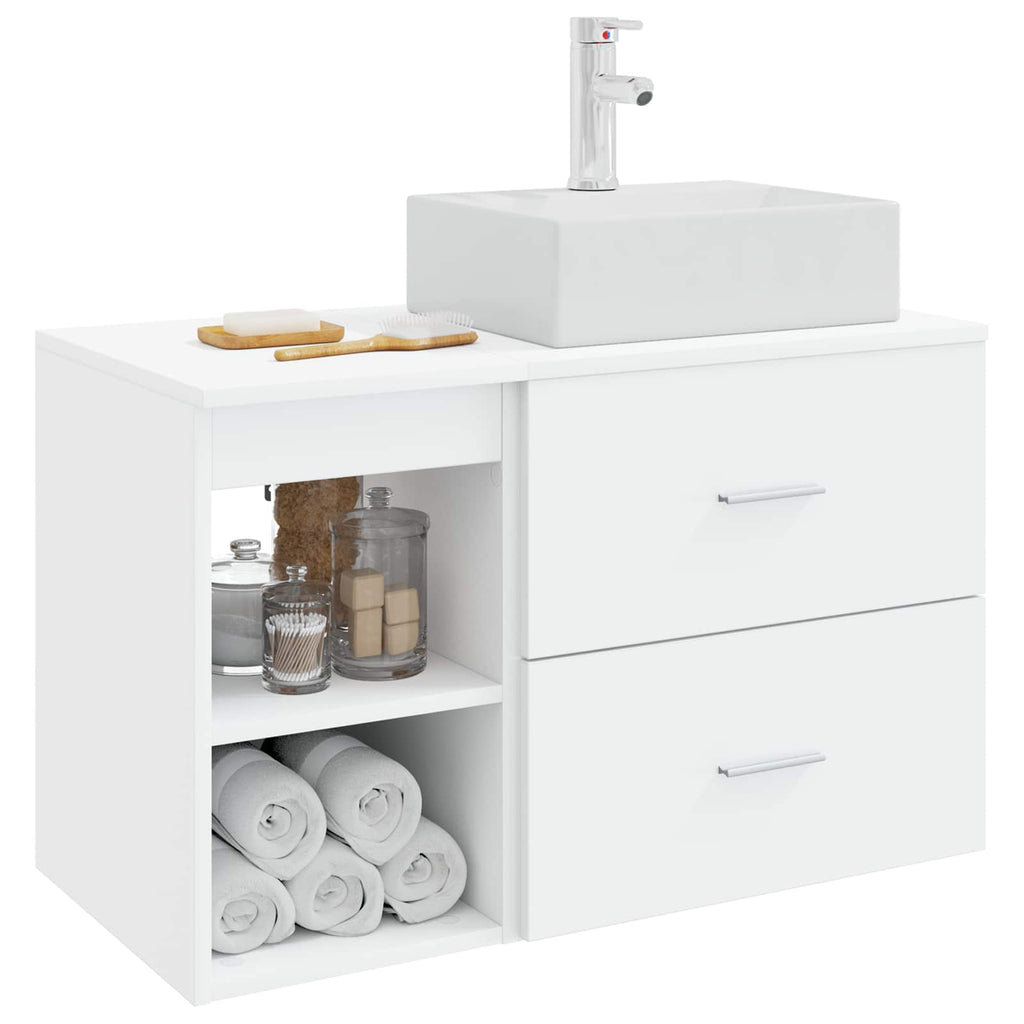 Badezimmermöbel-Set 2 pcs Weiß Holzwerkstoff