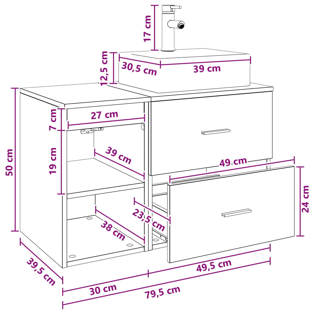 Badezimmermöbel-Set 2 pcs Weiß Holzwerkstoff