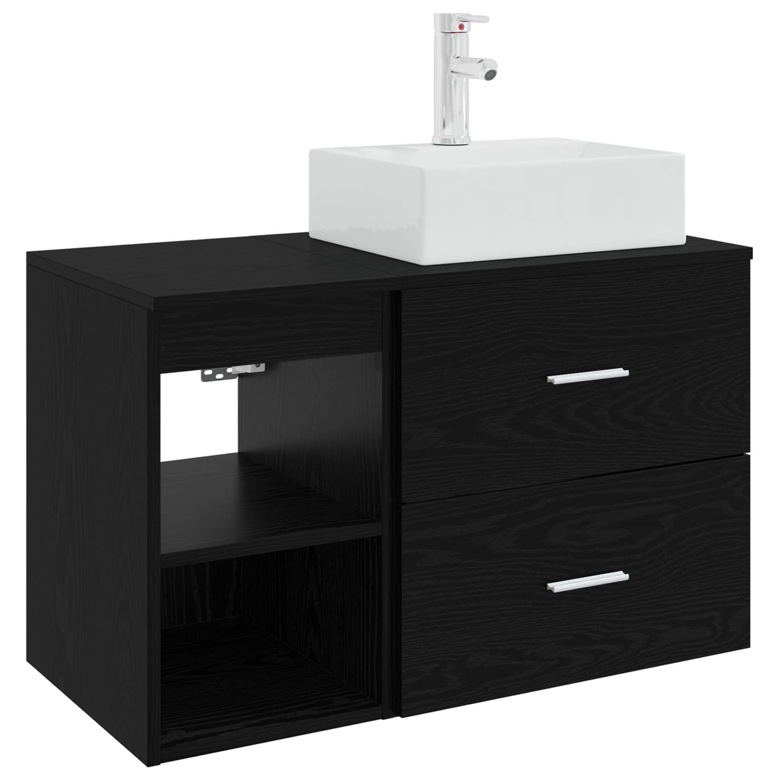 Badezimmermöbel-Set 2 pcs Schwarze Eiche Holzwerkstoff