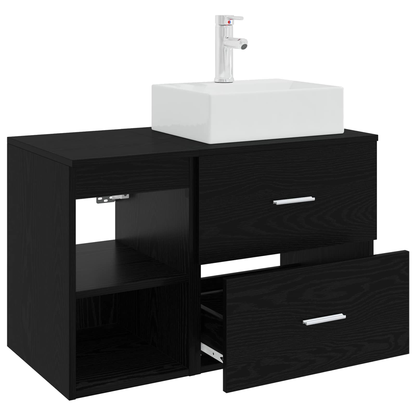 Badezimmermöbel-Set 2 pcs Schwarze Eiche Holzwerkstoff