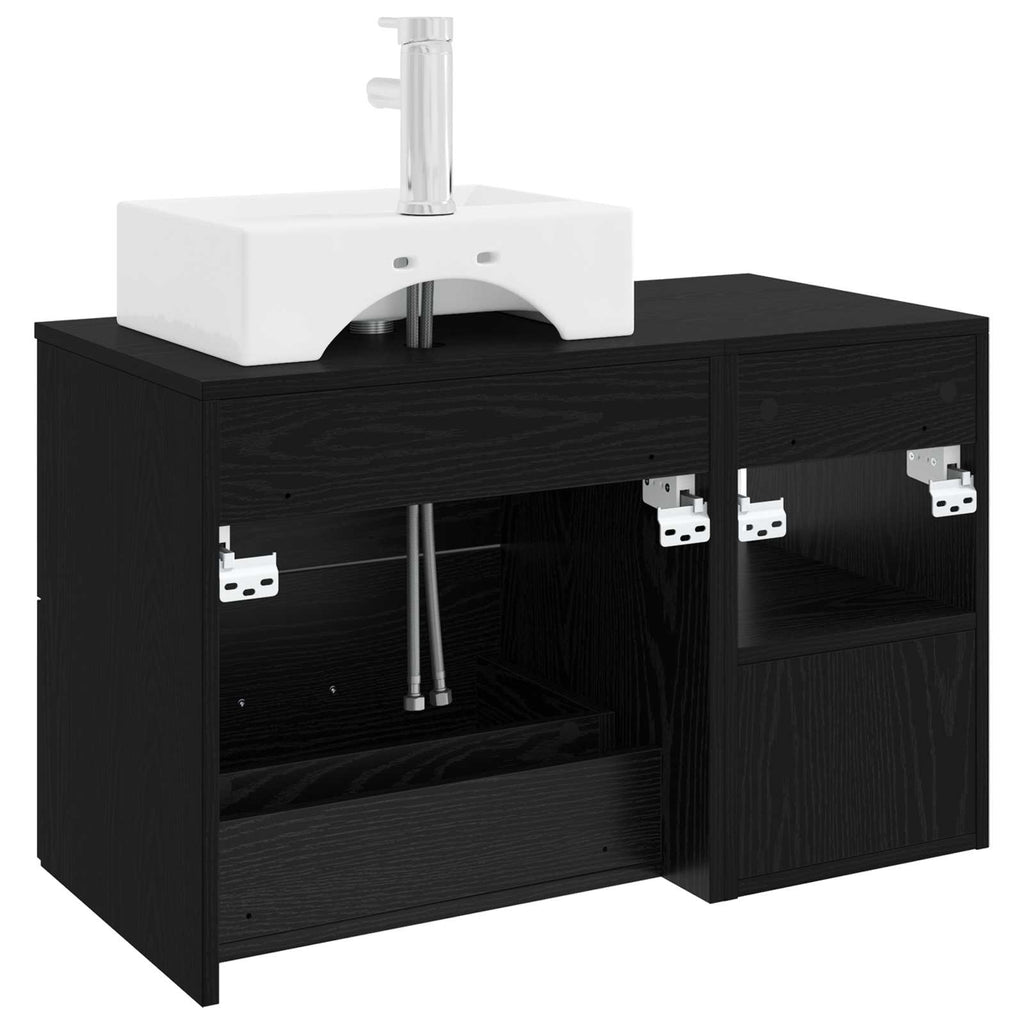 Badezimmermöbel-Set 2 pcs Schwarze Eiche Holzwerkstoff