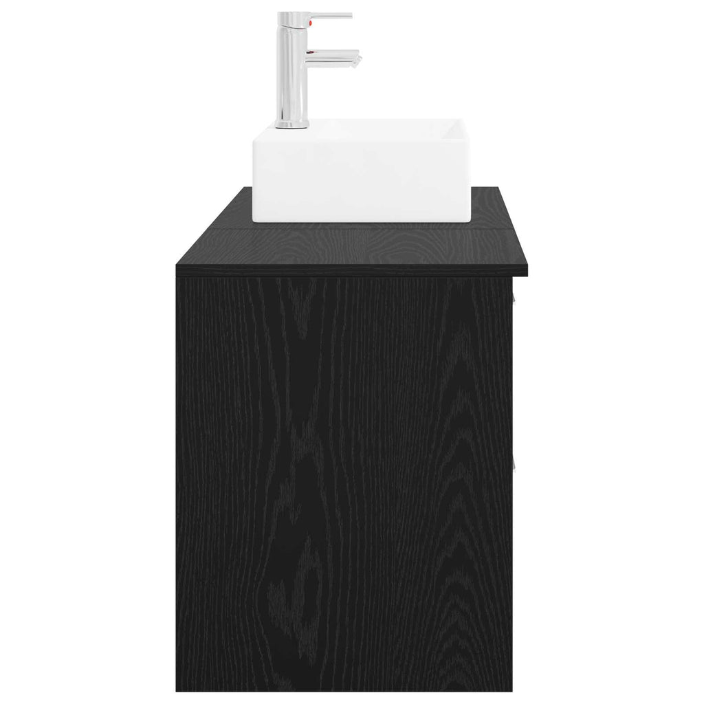 Badezimmermöbel-Set 2 pcs Schwarze Eiche Holzwerkstoff