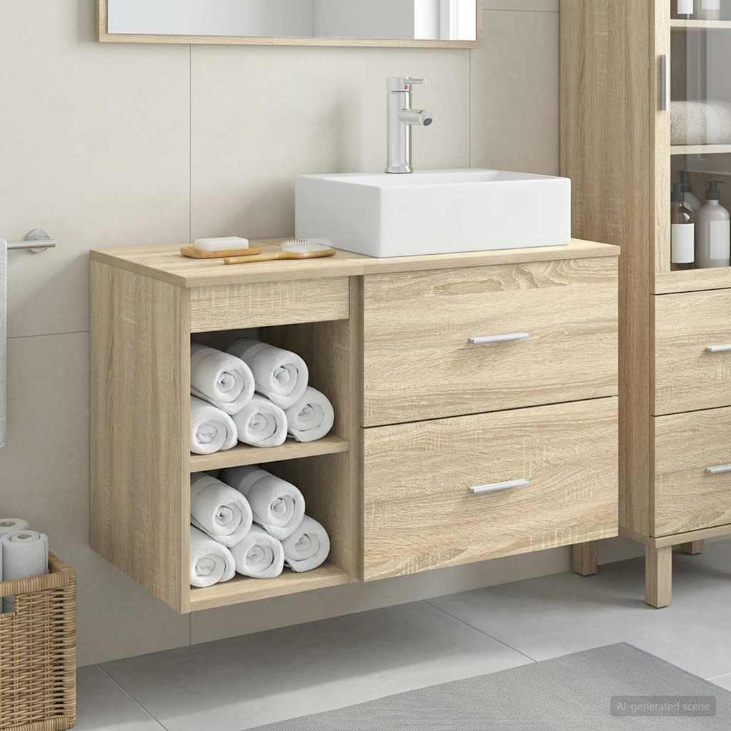 Badezimmermöbel-Set 2 pcs Sonoma-Eiche Holzwerkstoff