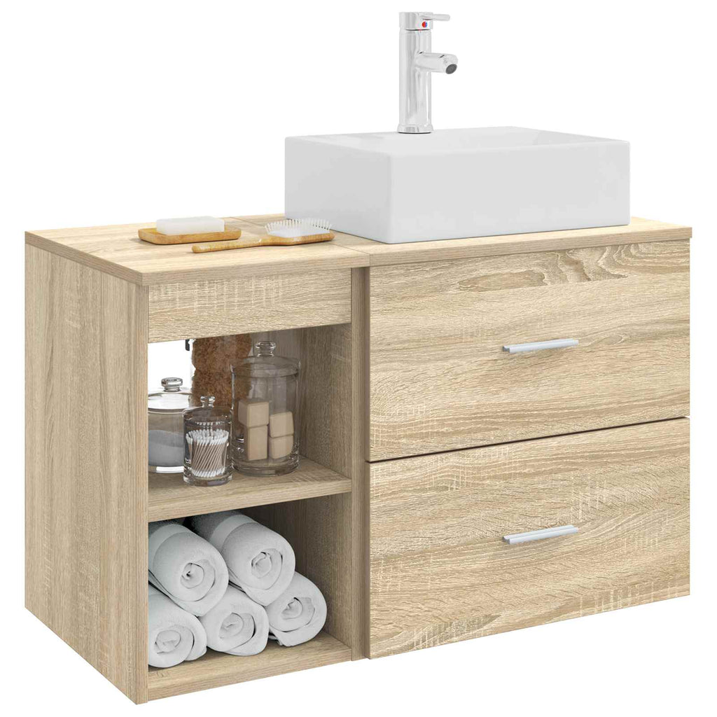 Badezimmermöbel-Set 2 pcs Sonoma-Eiche Holzwerkstoff