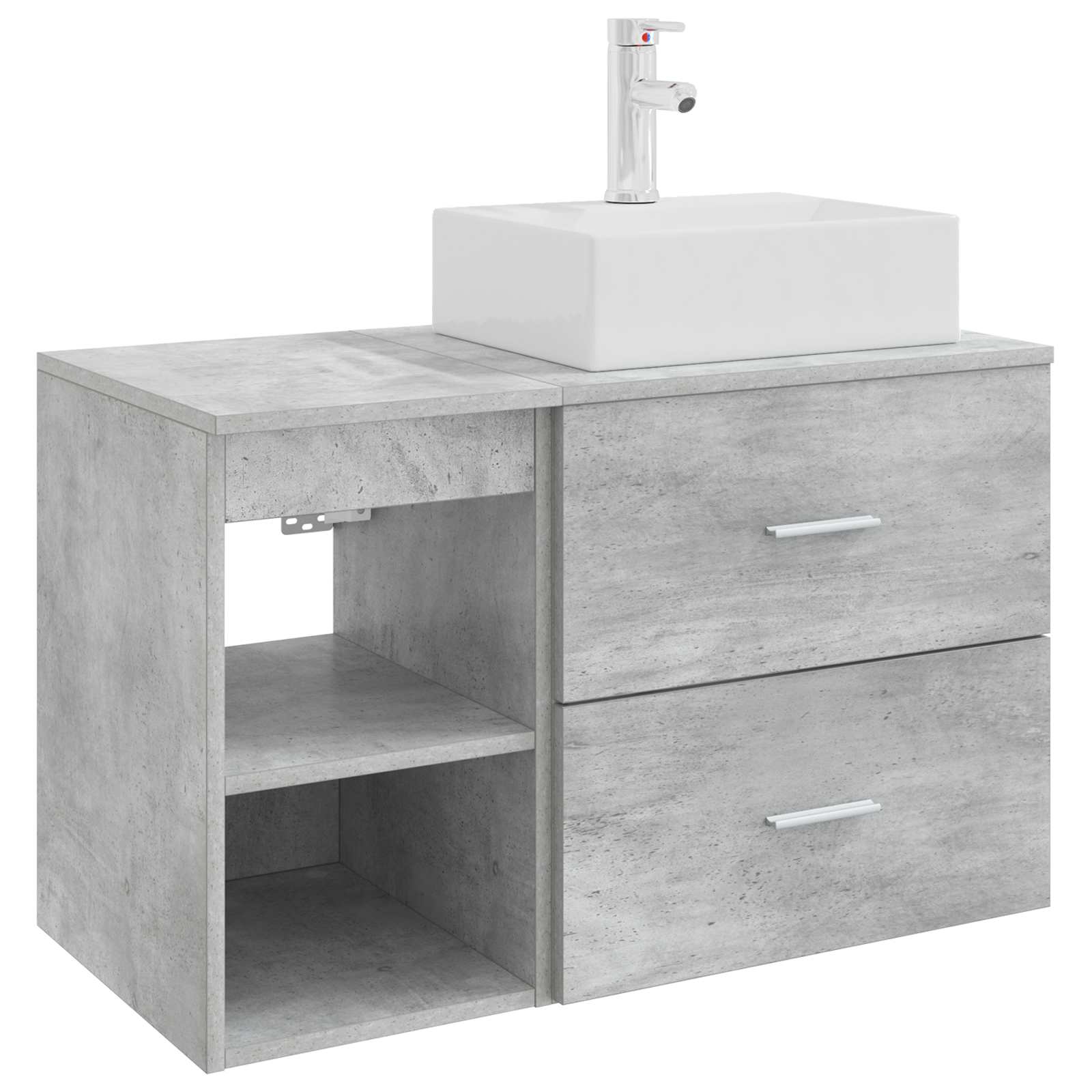 Badezimmermöbel-Set 2 pcs Betongrau Holzwerkstoff