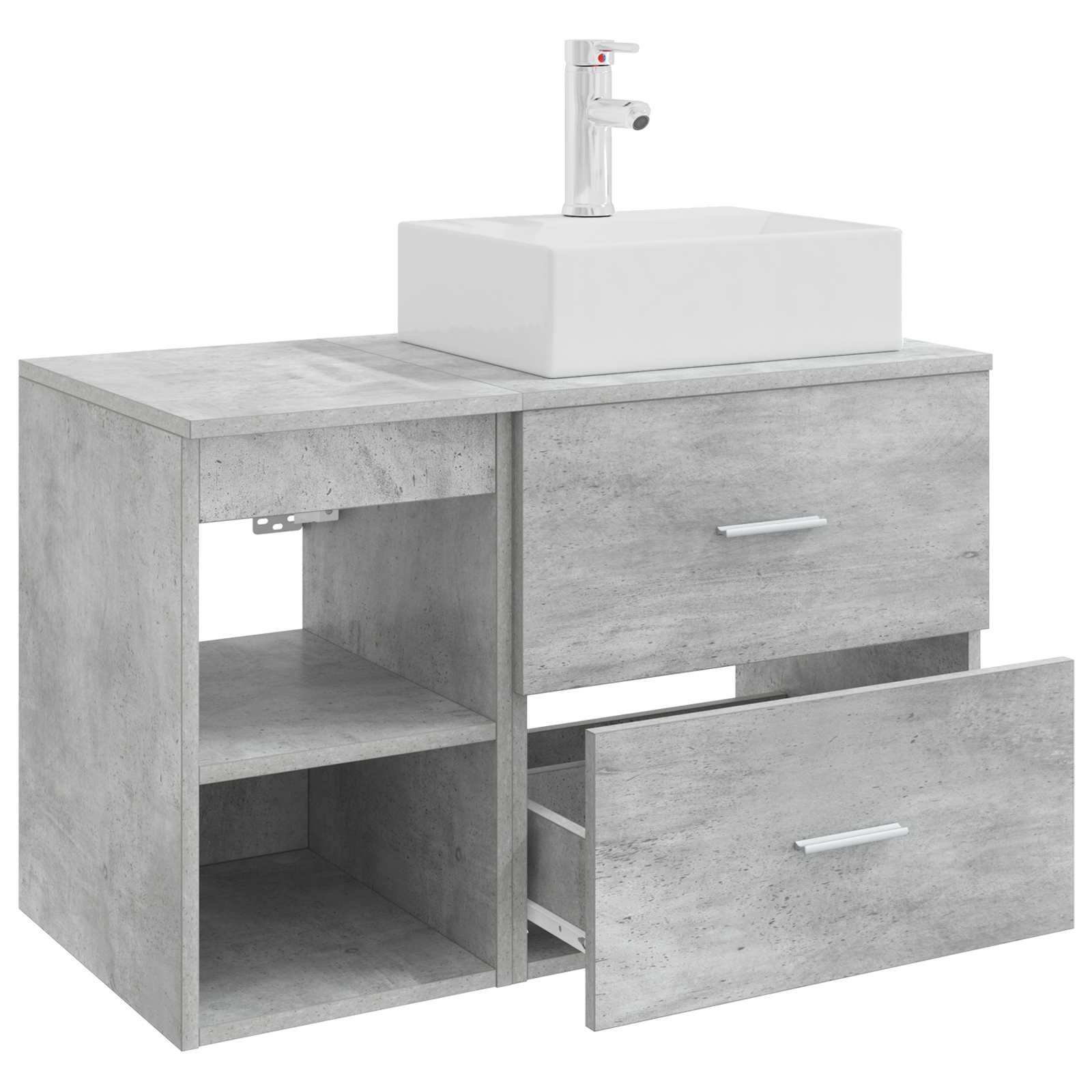 Badezimmermöbel-Set 2 pcs Betongrau Holzwerkstoff