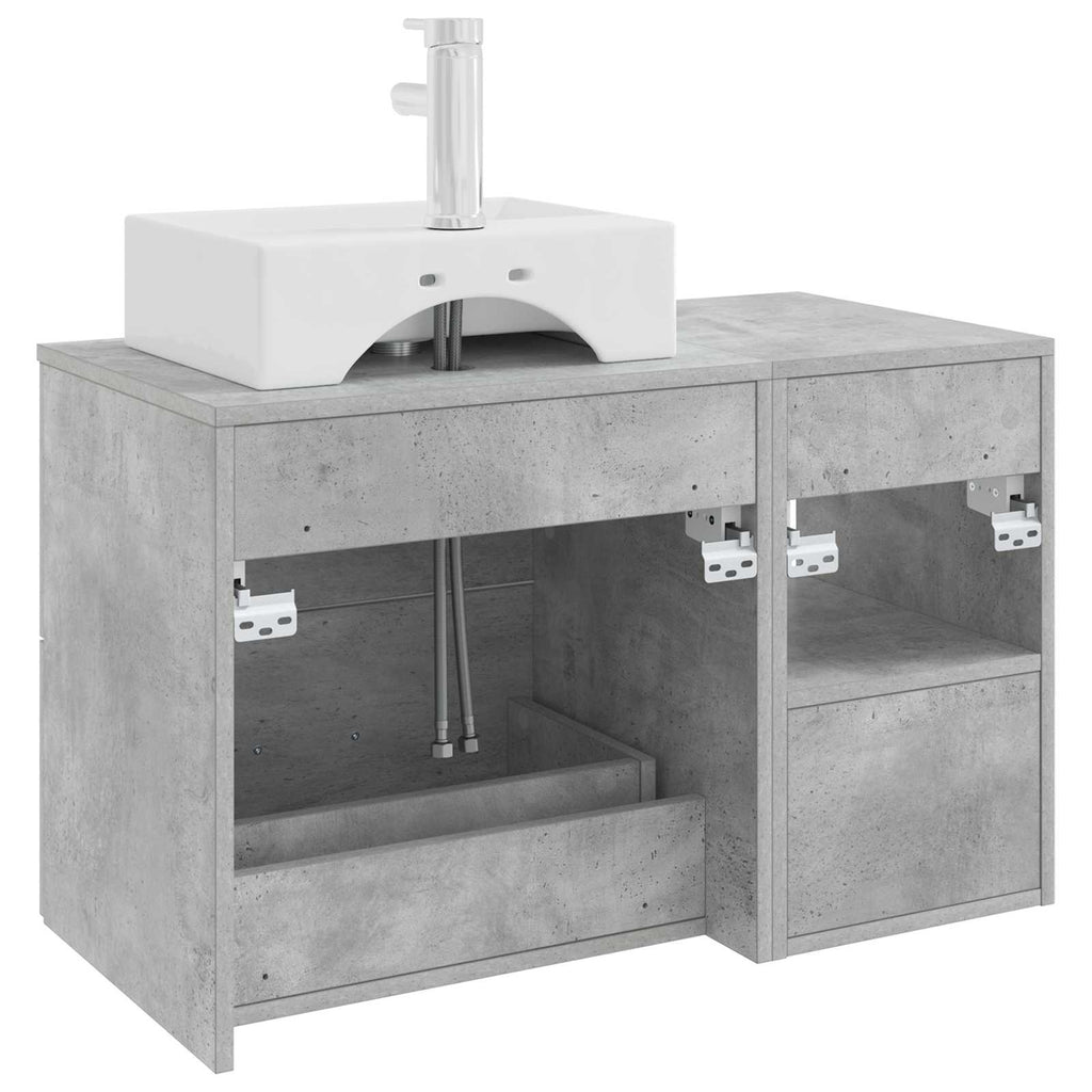 Badezimmermöbel-Set 2 pcs Betongrau Holzwerkstoff