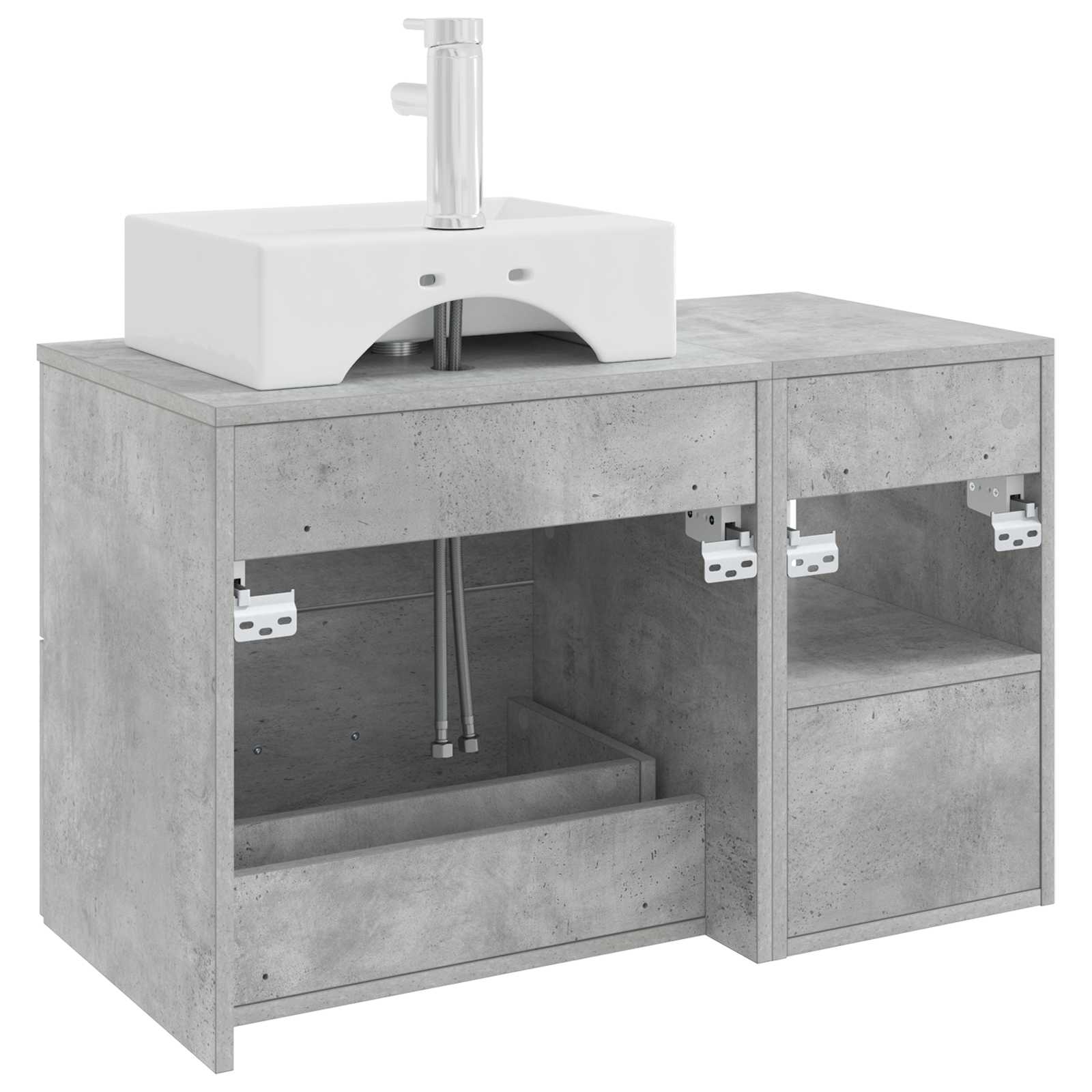 Badezimmermöbel-Set 2 pcs Betongrau Holzwerkstoff