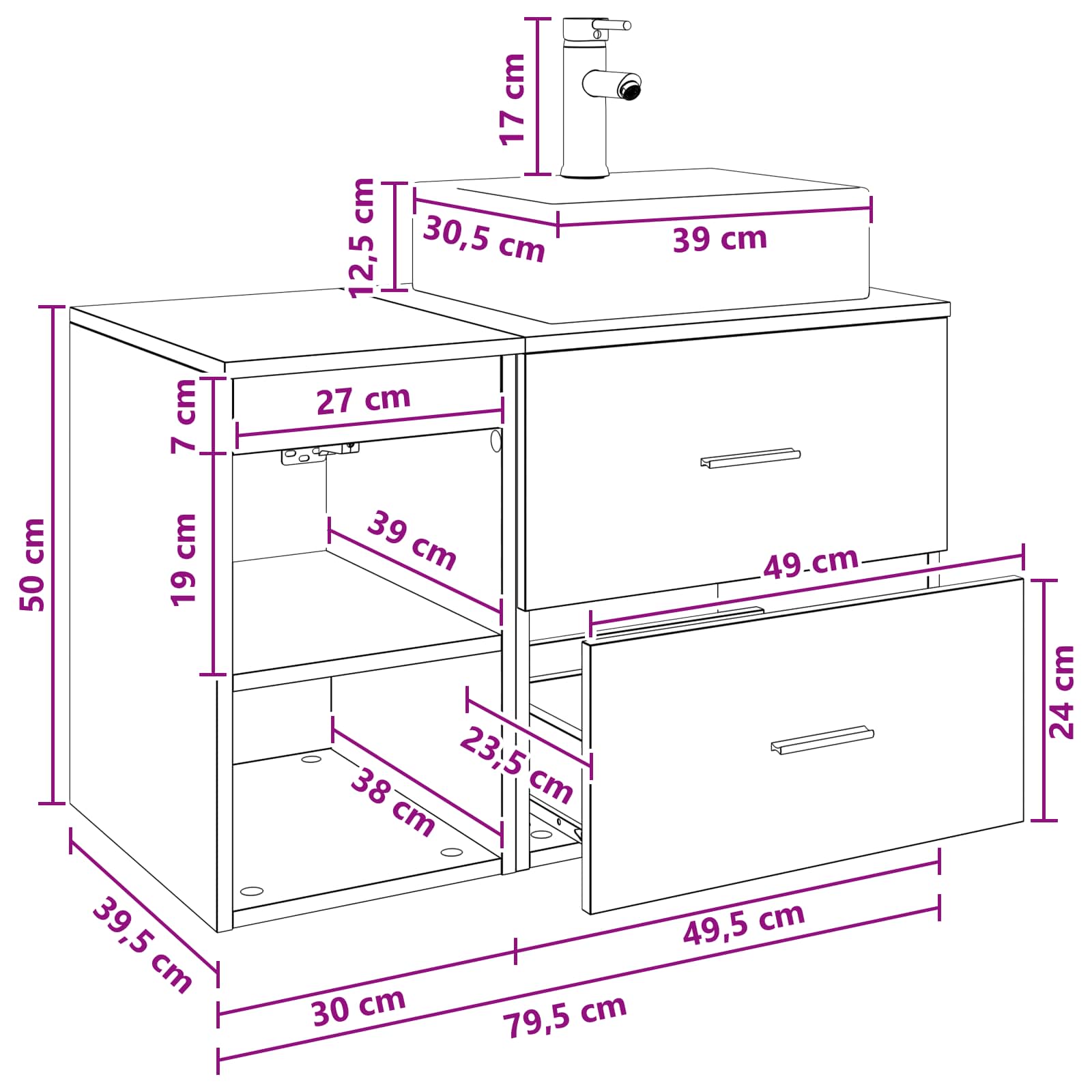 Badezimmermöbel-Set 2 pcs Betongrau Holzwerkstoff