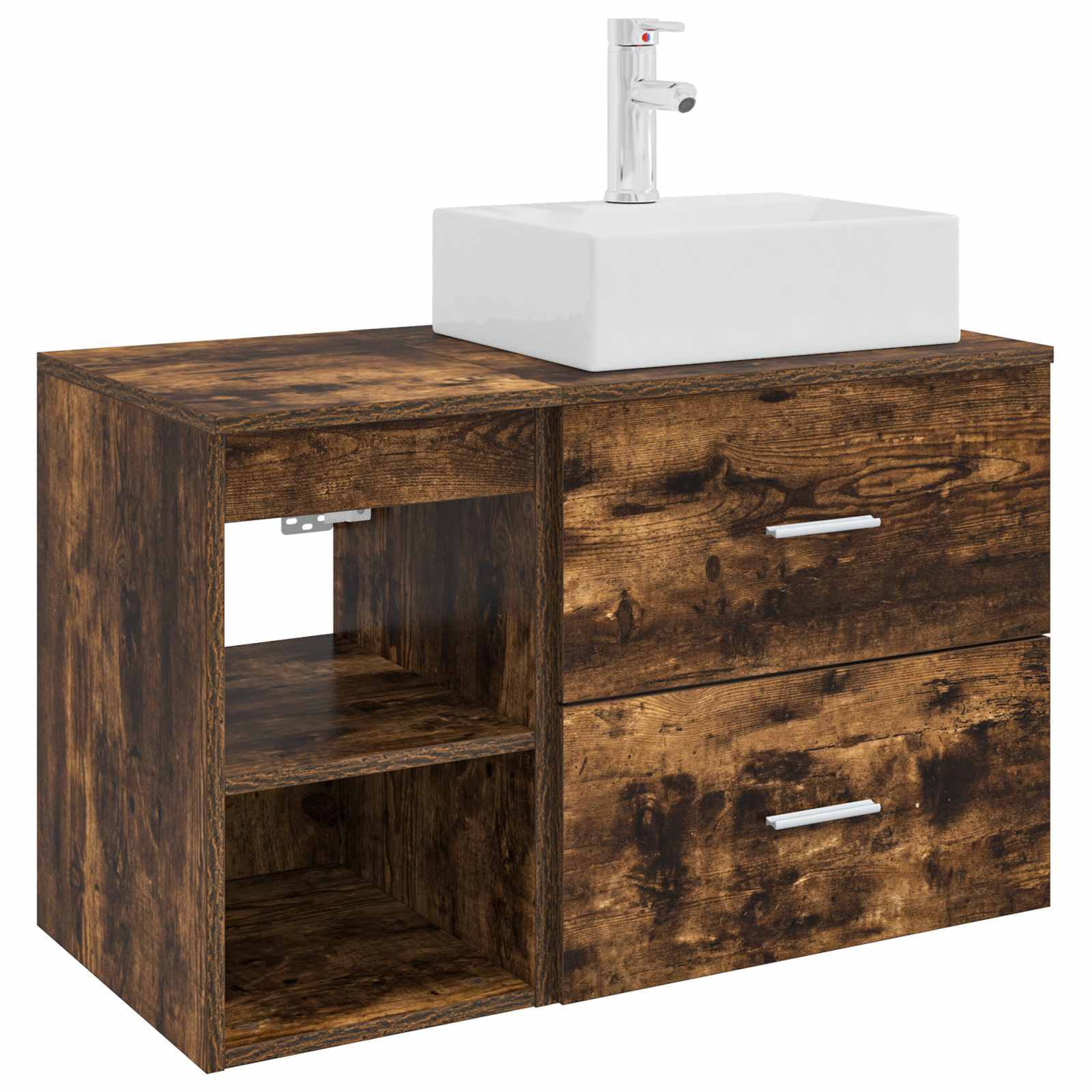 Badezimmermöbel-Set 2 pcs Geräucherte Eiche Holzwerkstoff