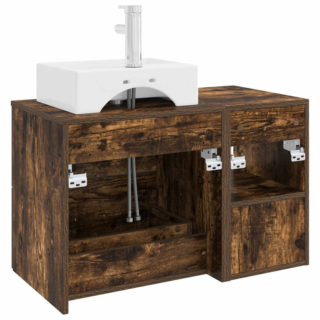 Badezimmermöbel-Set 2 pcs Geräucherte Eiche Holzwerkstoff