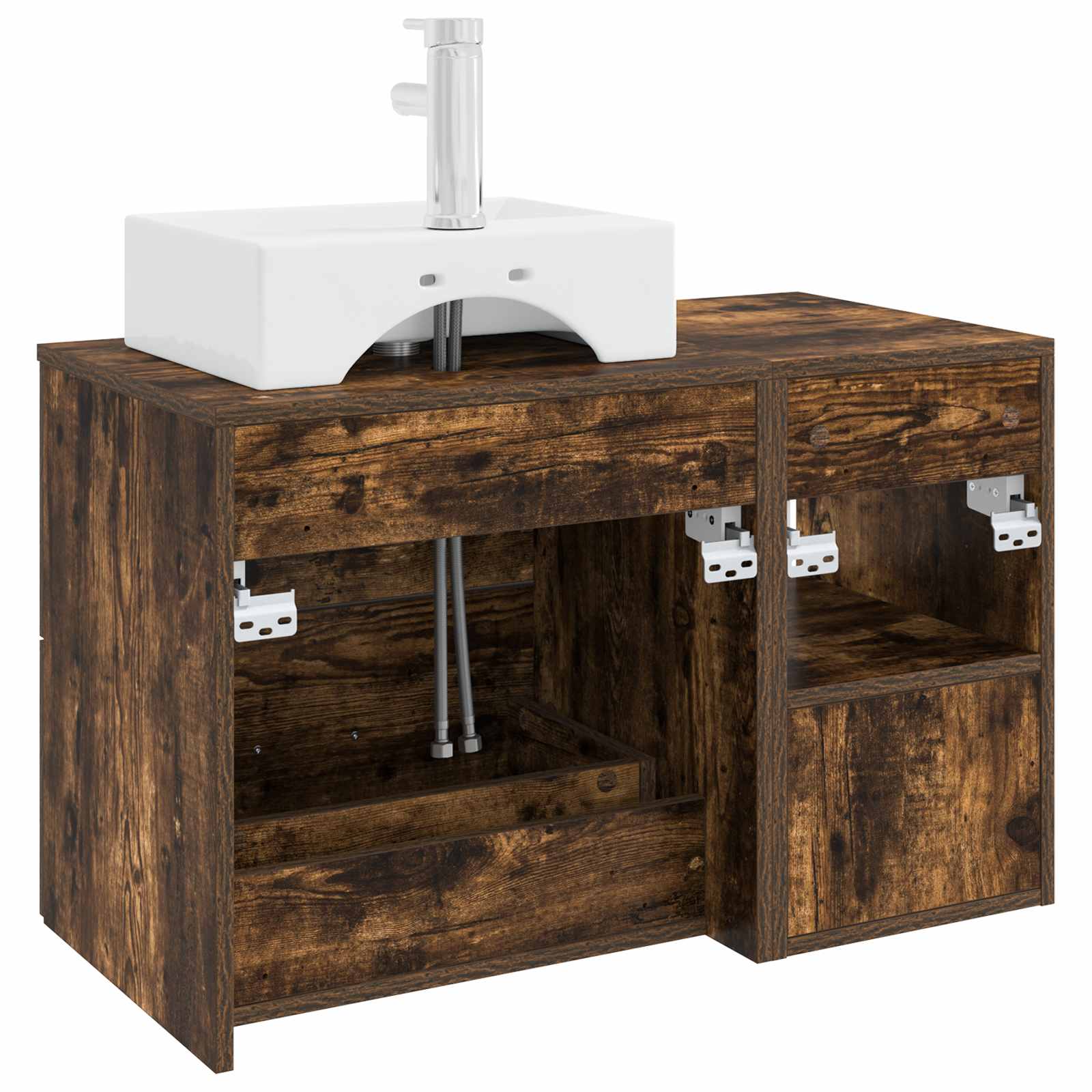 Badezimmermöbel-Set 2 pcs Geräucherte Eiche Holzwerkstoff