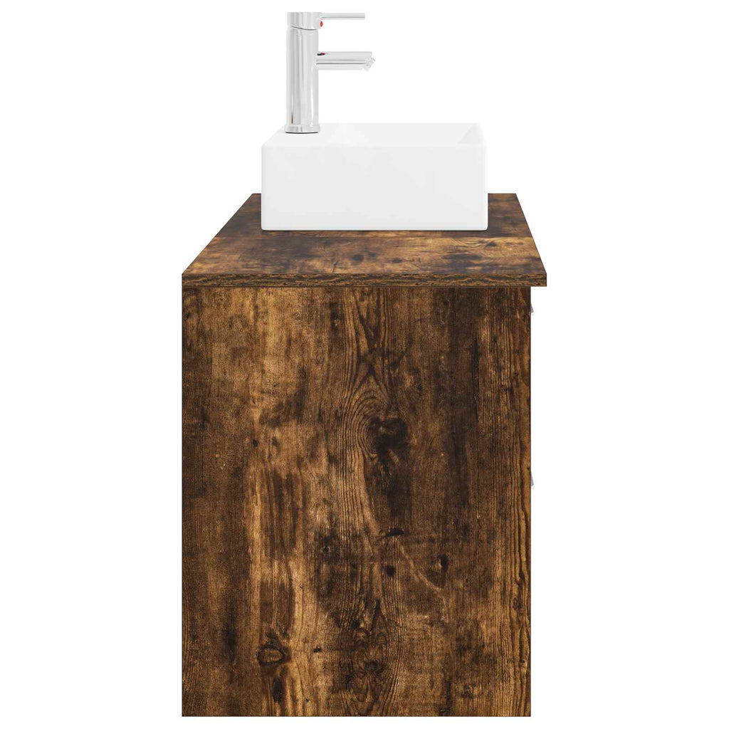Badezimmermöbel-Set 2 pcs Geräucherte Eiche Holzwerkstoff