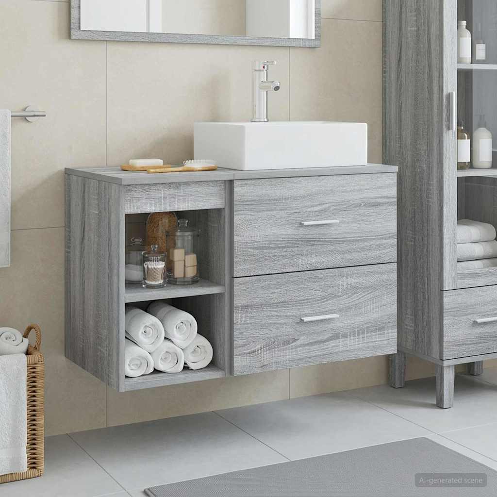 Badezimmermöbel-Set 2 pcs Grau Sonoma Holzwerkstoff