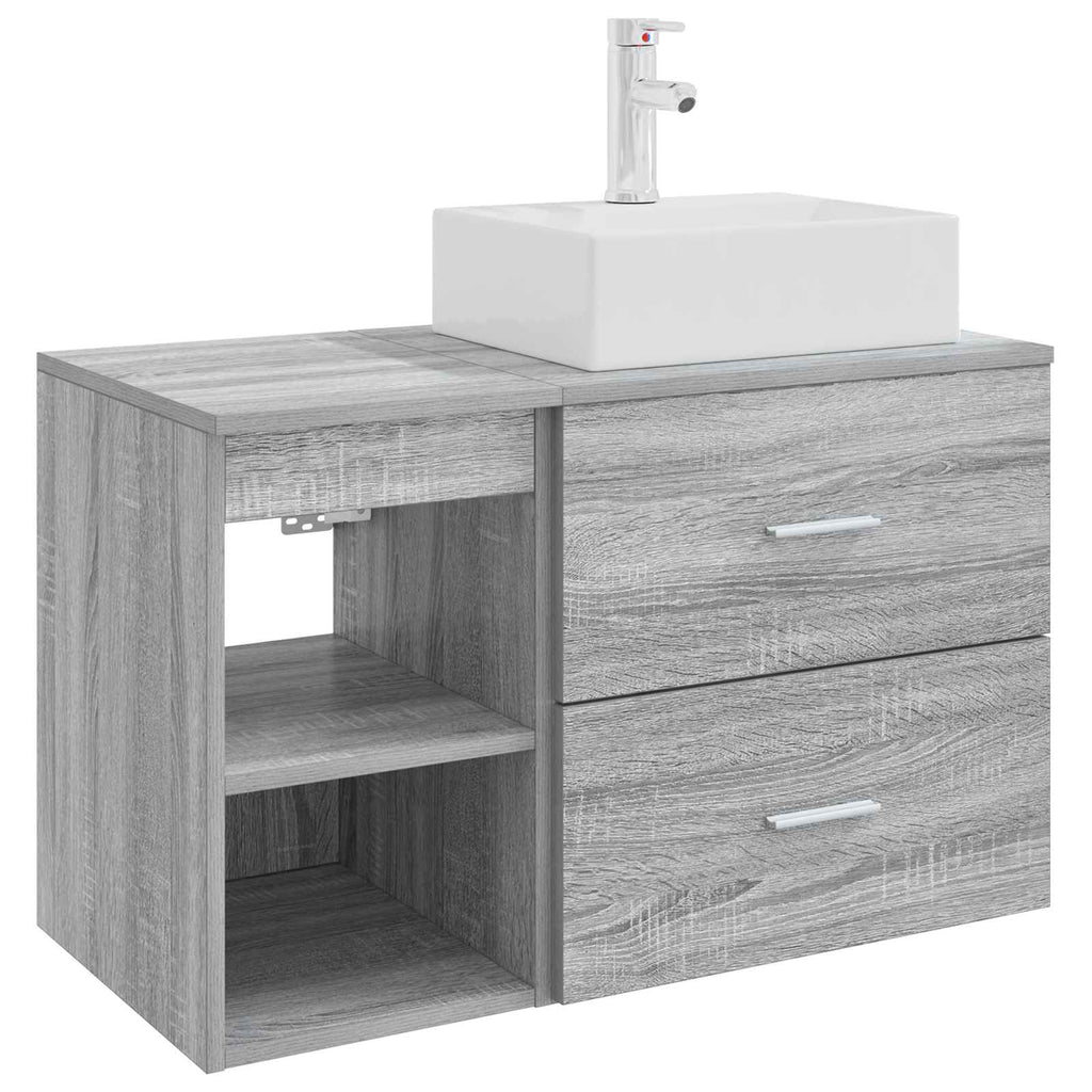 Badezimmermöbel-Set 2 pcs Grau Sonoma Holzwerkstoff