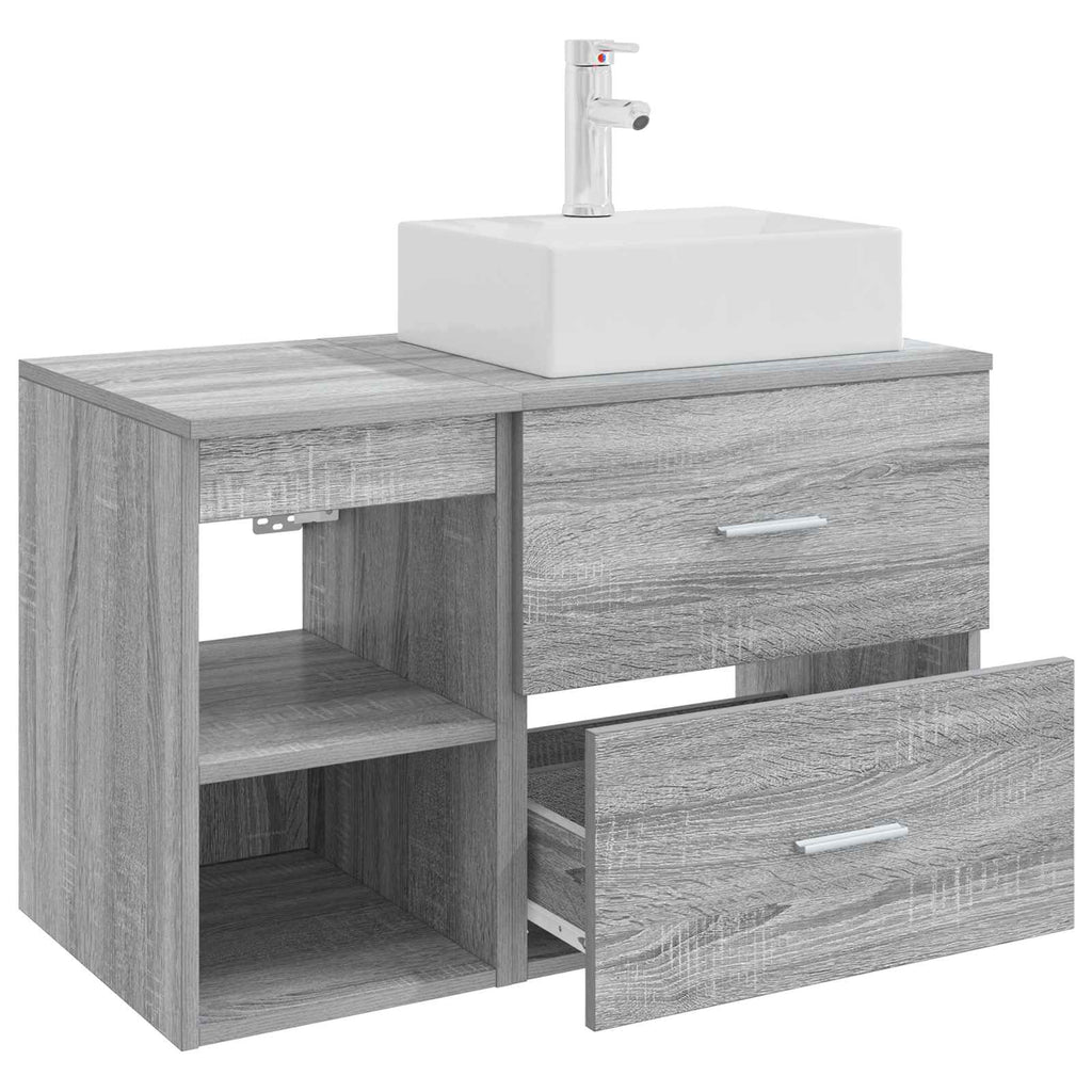 Badezimmermöbel-Set 2 pcs Grau Sonoma Holzwerkstoff