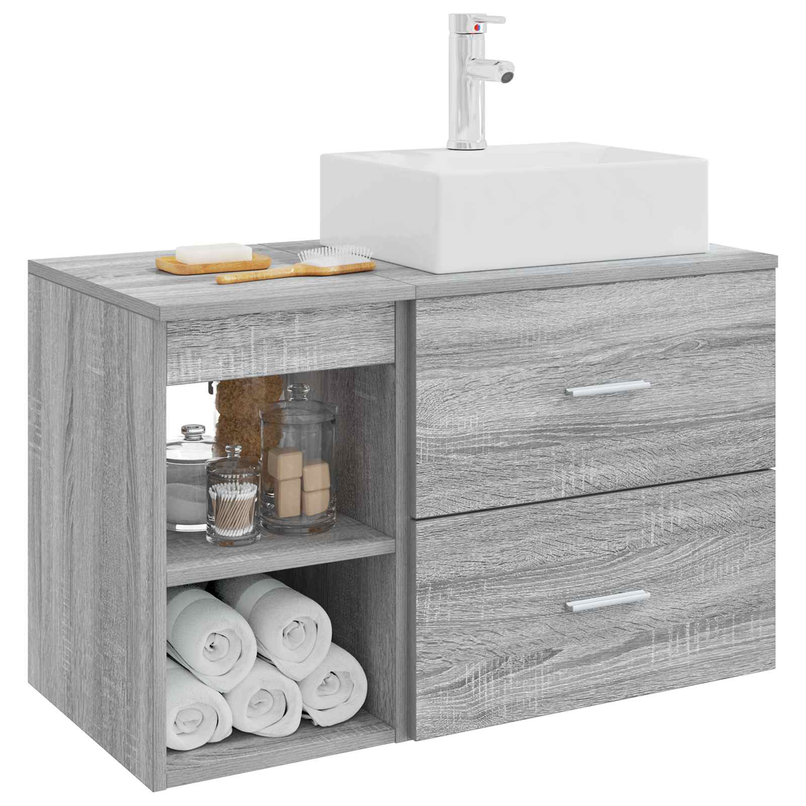 Badezimmermöbel-Set 2 pcs Grau Sonoma Holzwerkstoff