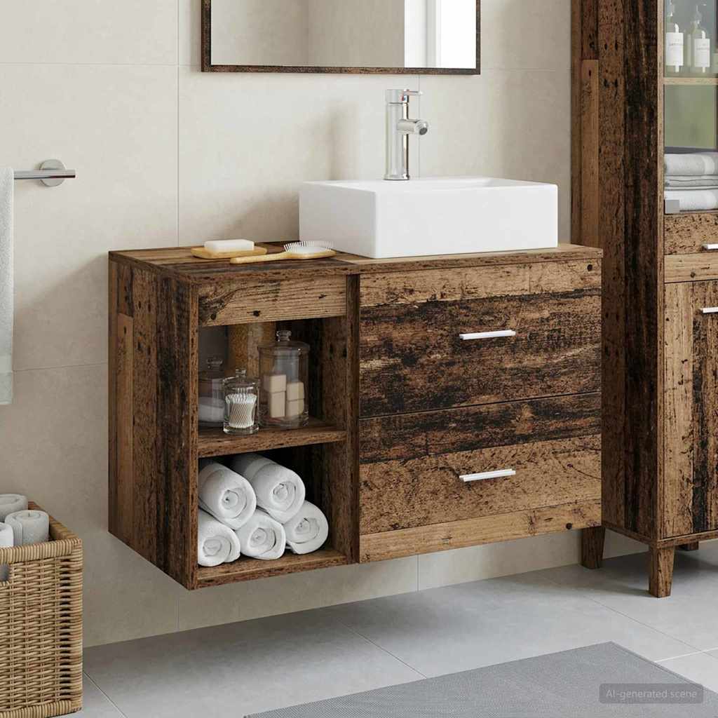 Badezimmermöbel-Set 2 pcs Altholz Holzwerkstoff