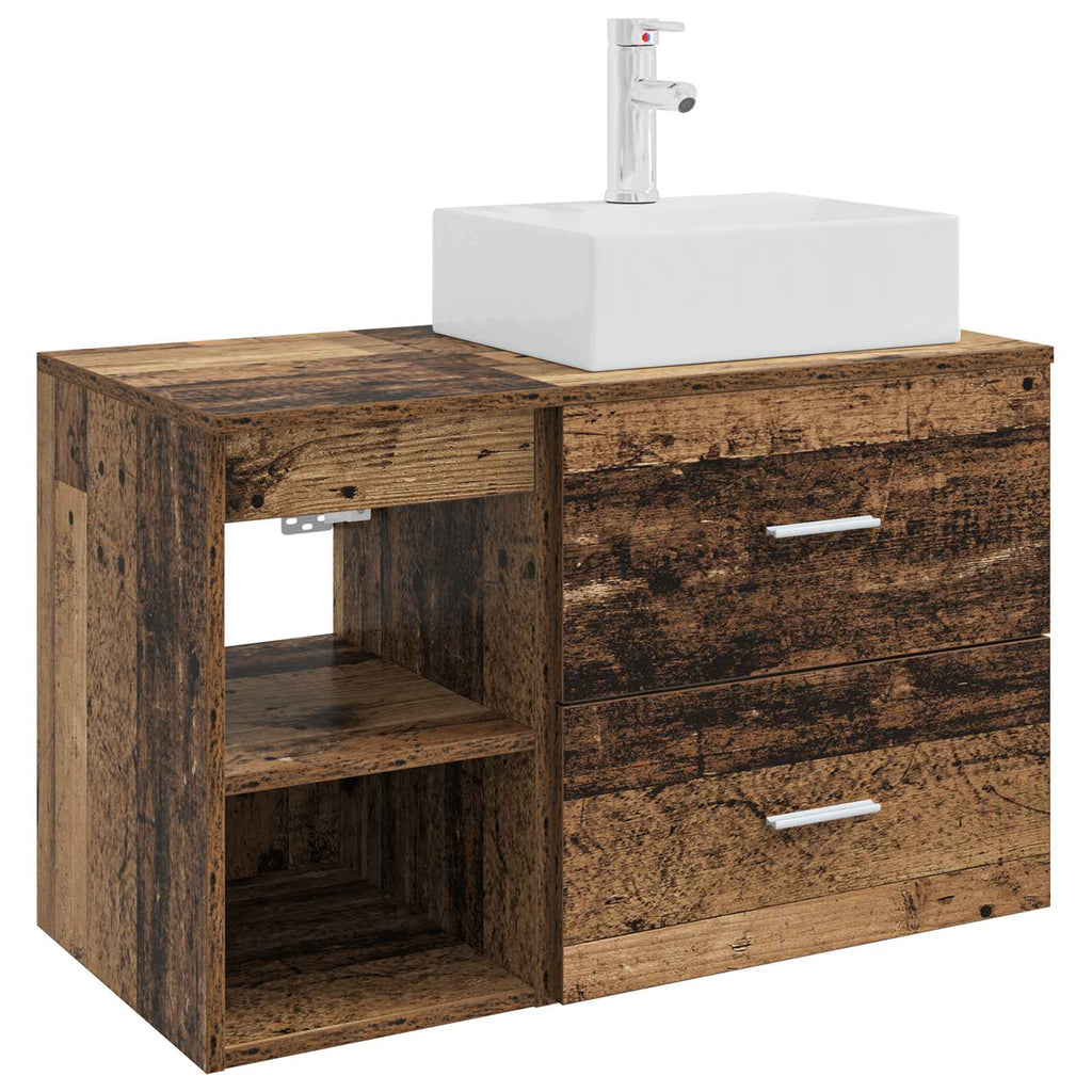 Badezimmermöbel-Set 2 pcs Altholz Holzwerkstoff