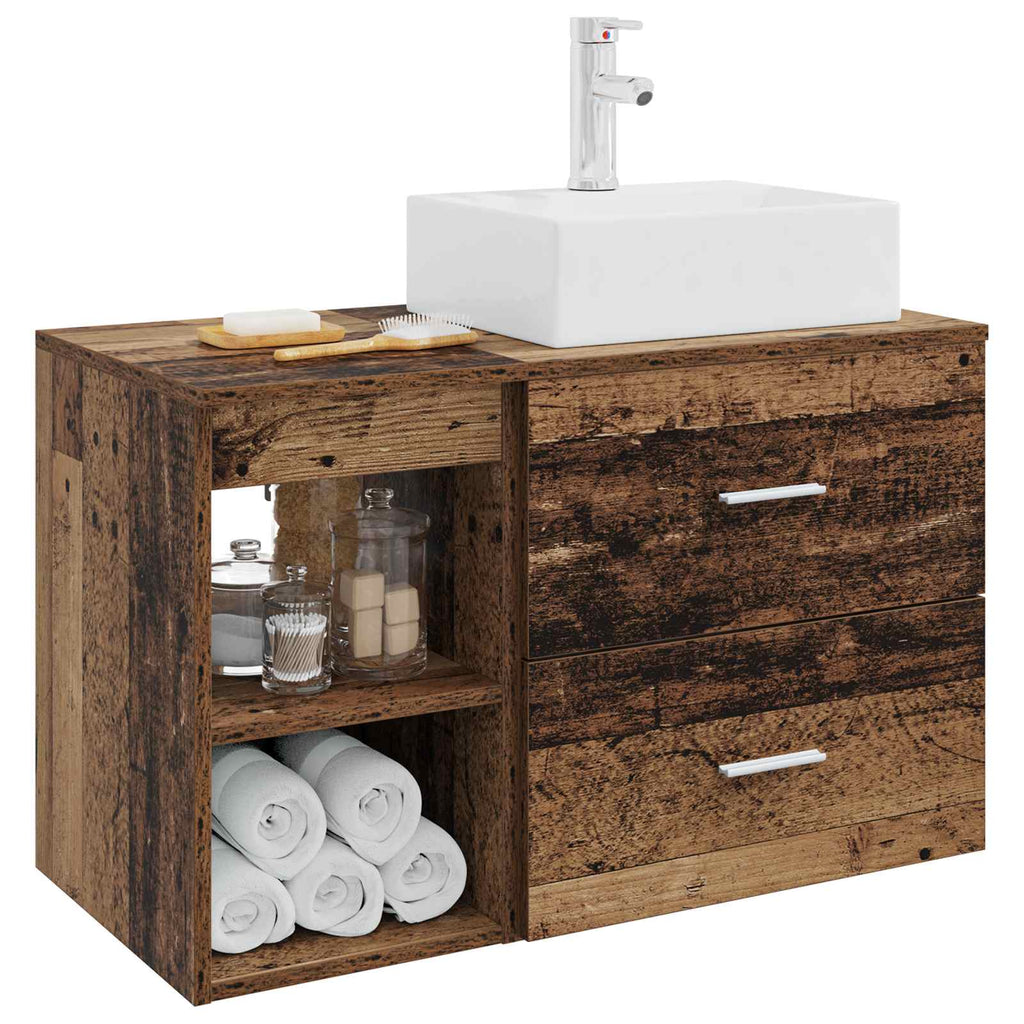 Badezimmermöbel-Set 2 pcs Altholz Holzwerkstoff