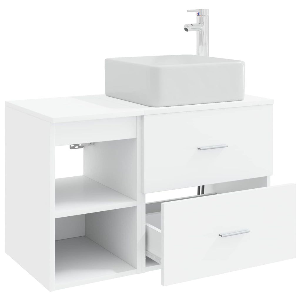 Badezimmermöbel-Set 2 pcs Weiß Holzwerkstoff
