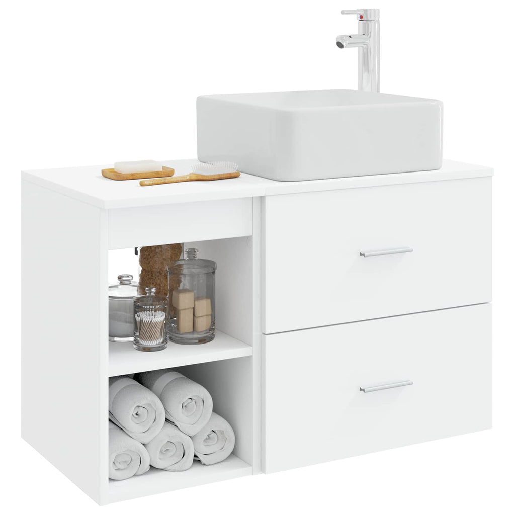 Badezimmermöbel-Set 2 pcs Weiß Holzwerkstoff