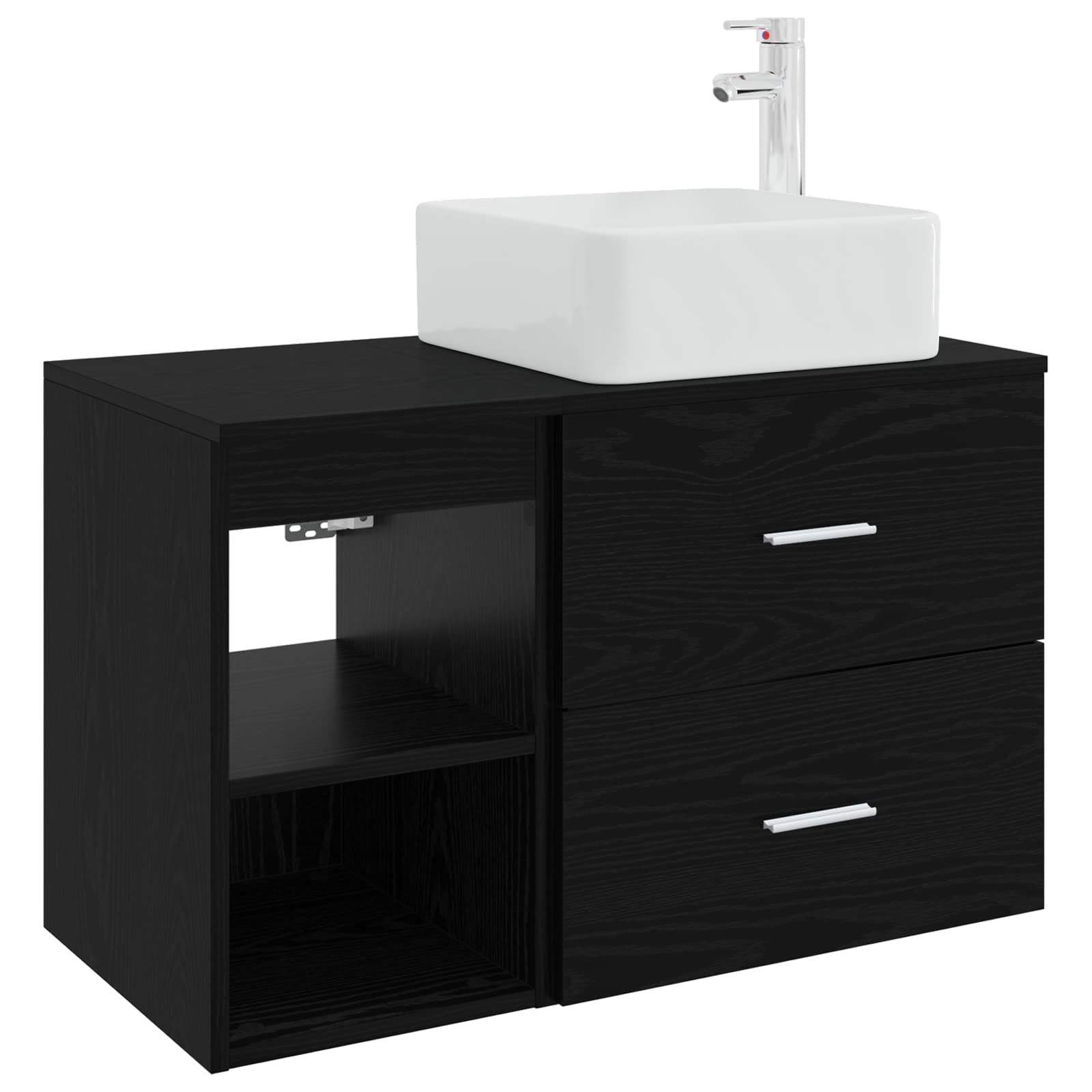 Badezimmermöbel-Set 2 pcs Schwarze Eiche Holzwerkstoff