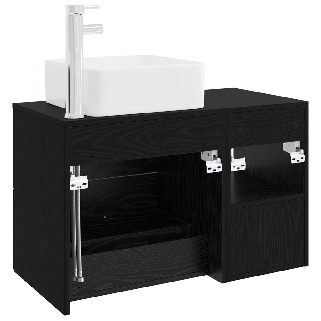 Badezimmermöbel-Set 2 pcs Schwarze Eiche Holzwerkstoff