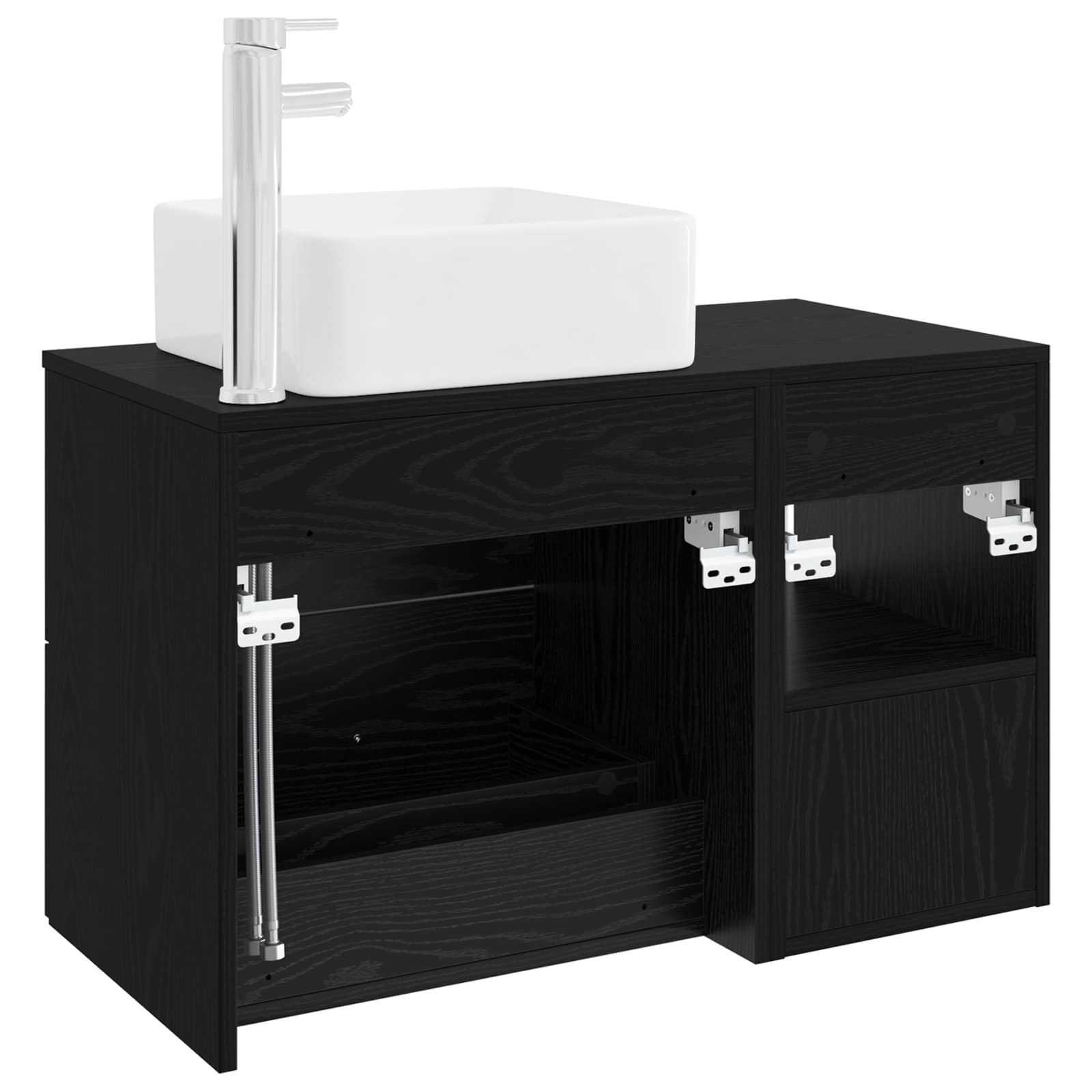 Badezimmermöbel-Set 2 pcs Schwarze Eiche Holzwerkstoff
