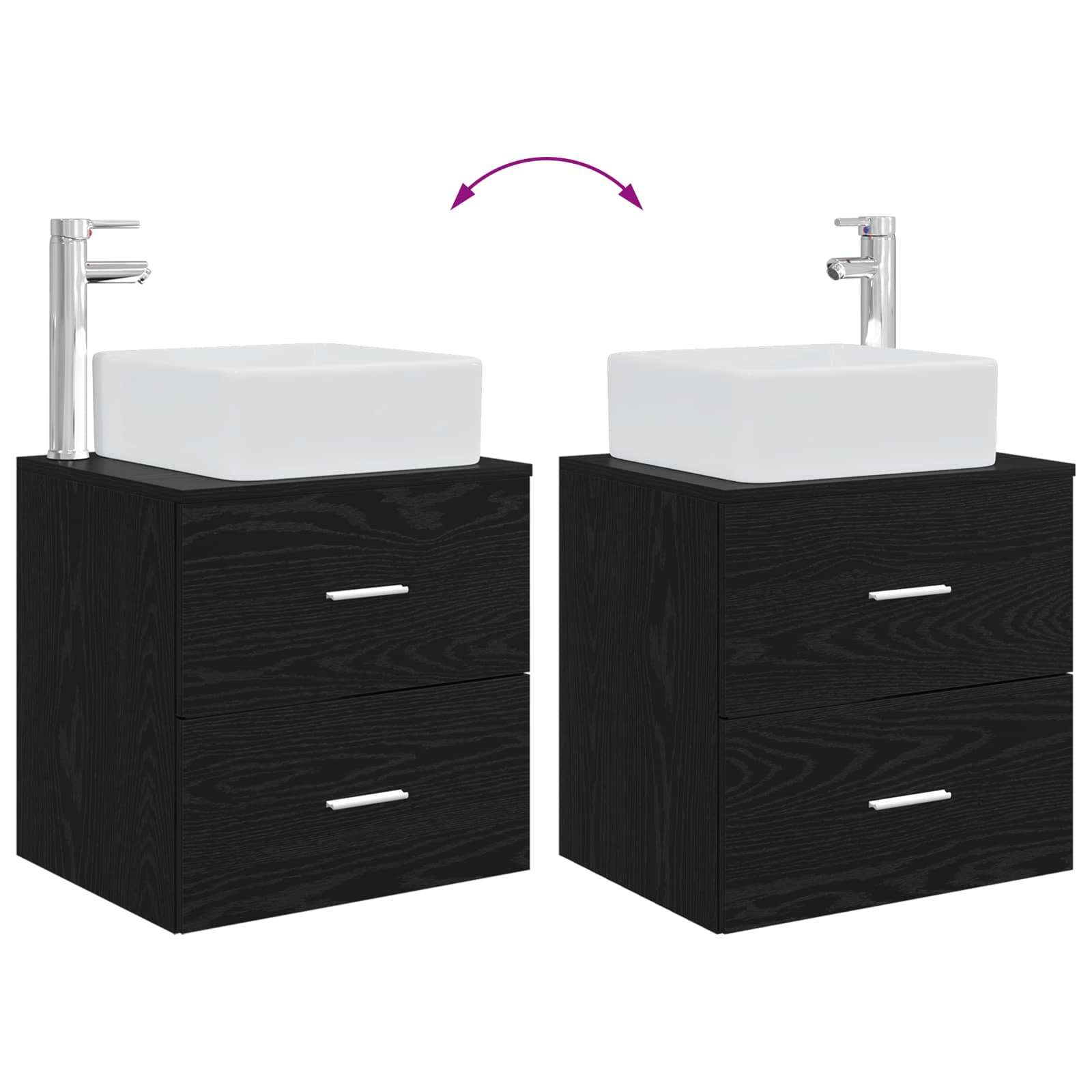 Badezimmermöbel-Set 2 pcs Schwarze Eiche Holzwerkstoff