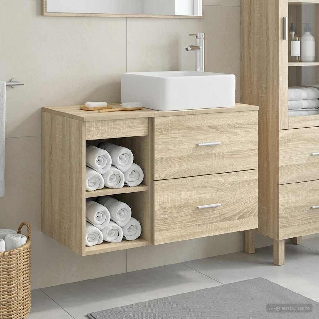 Badezimmermöbel-Set 2 pcs Sonoma-Eiche Holzwerkstoff