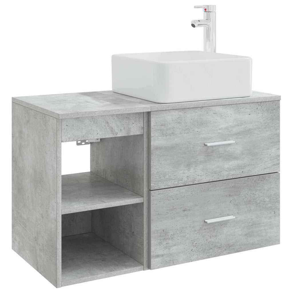 Badezimmermöbel-Set 2 pcs Betongrau Holzwerkstoff