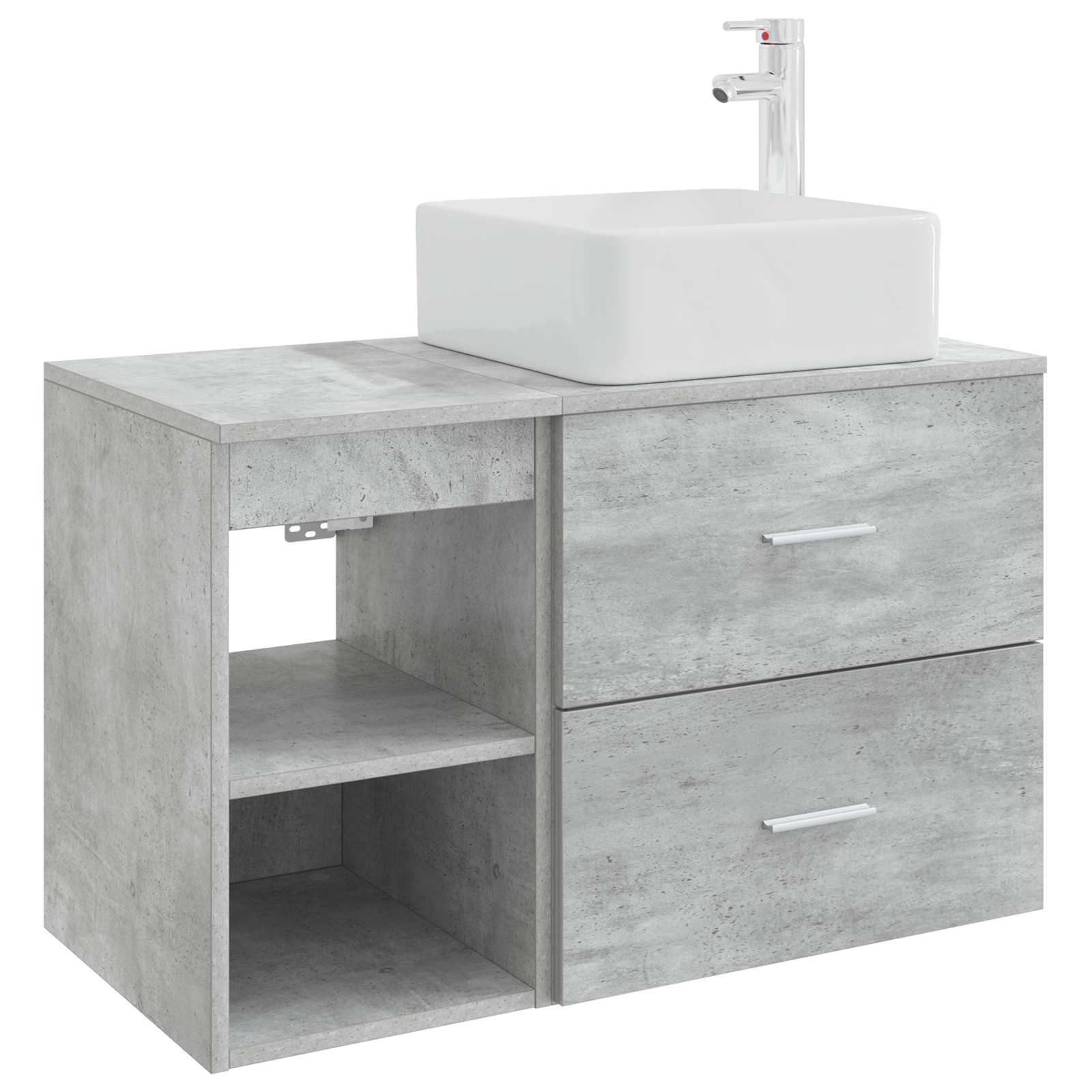 Badezimmermöbel-Set 2 pcs Betongrau Holzwerkstoff