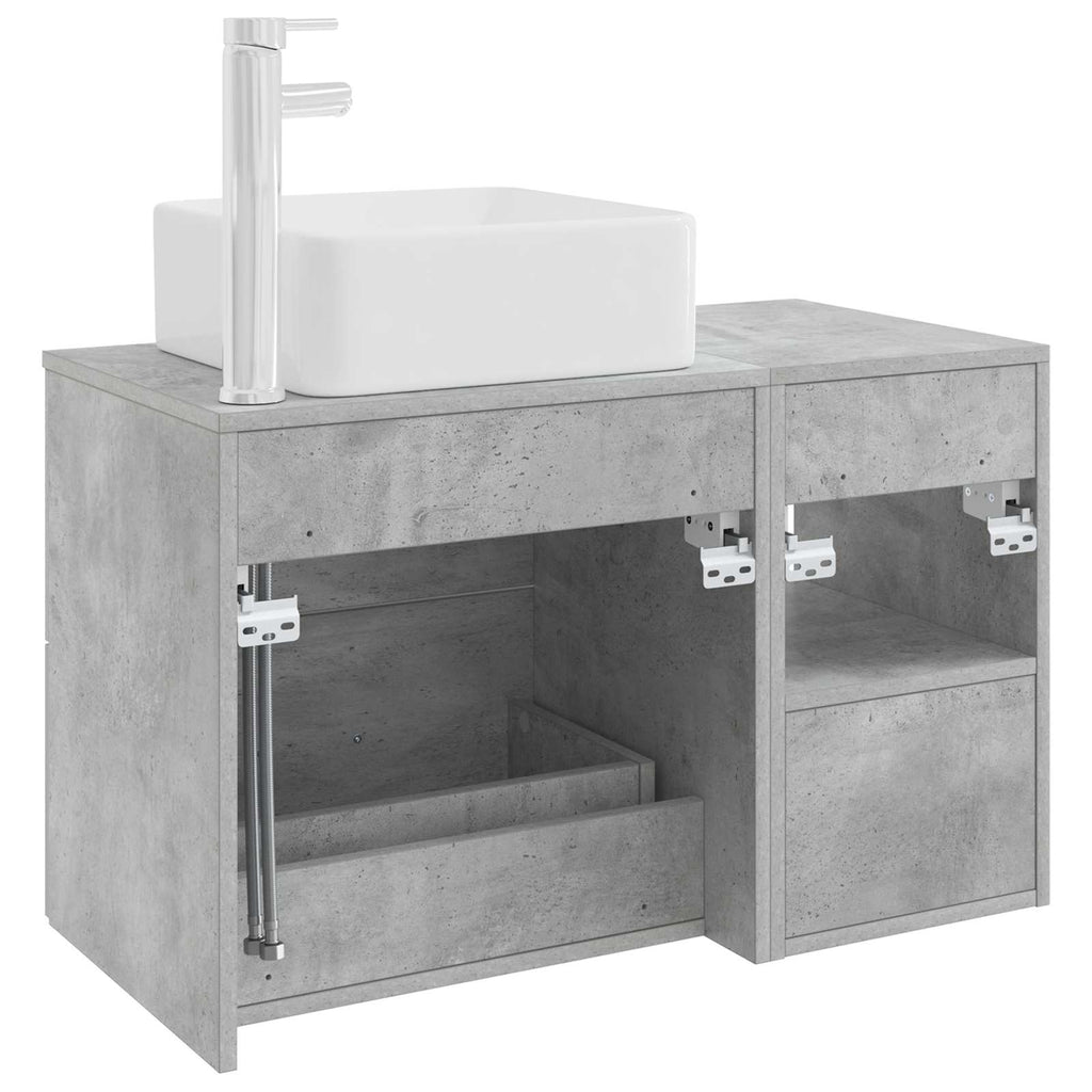 Badezimmermöbel-Set 2 pcs Betongrau Holzwerkstoff