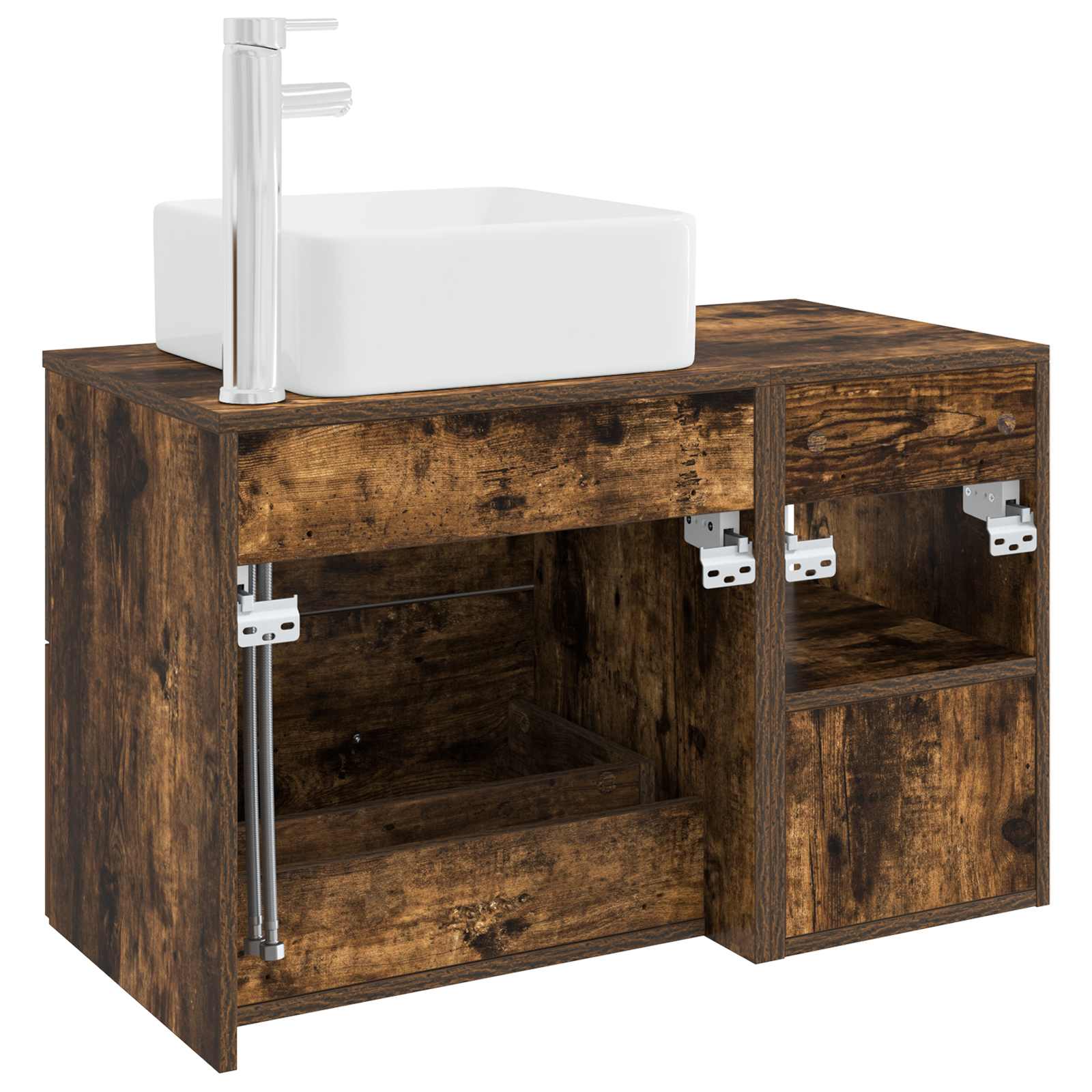 Badezimmermöbel-Set 2 pcs Geräucherte Eiche Holzwerkstoff