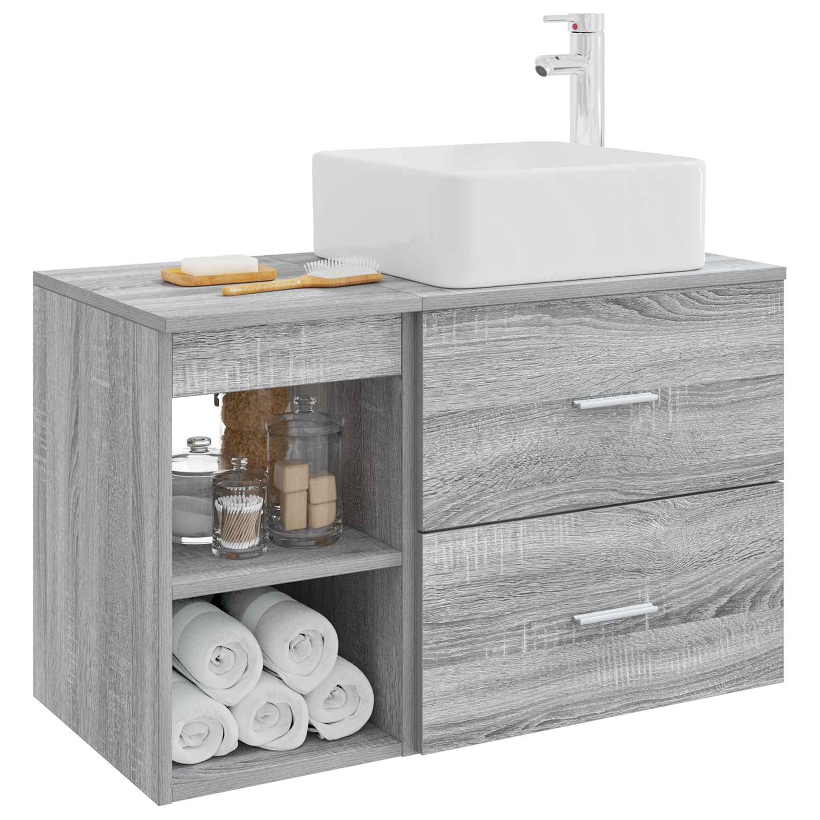 Badezimmermöbel-Set 2 pcs Grau Sonoma Holzwerkstoff