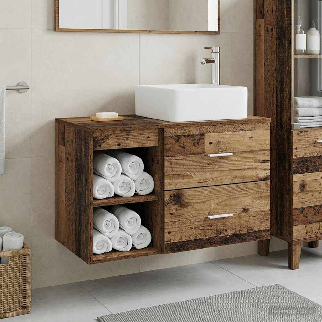Badezimmermöbel-Set 2 pcs Altholz Holzwerkstoff