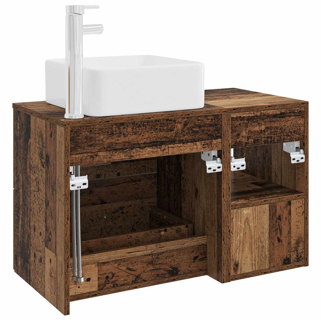Badezimmermöbel-Set 2 pcs Altholz Holzwerkstoff