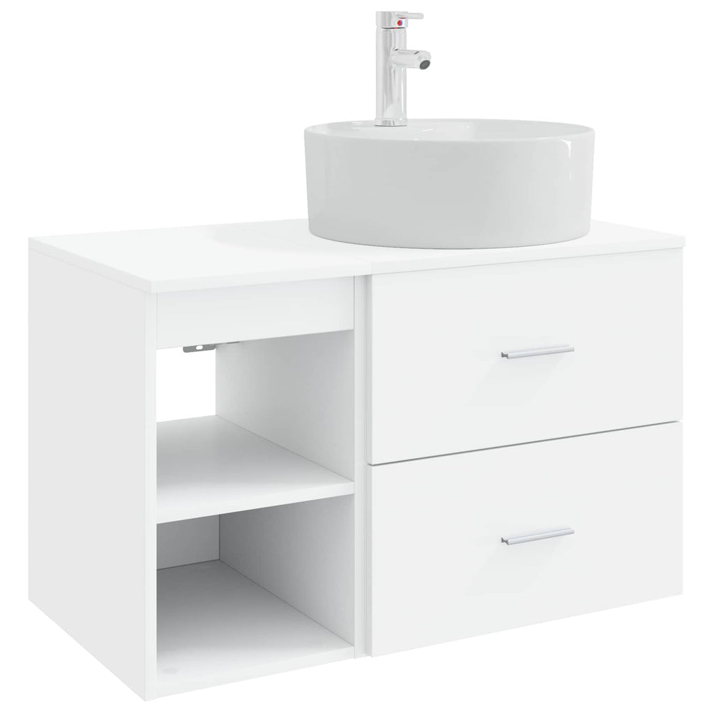 Badezimmermöbel-Set 2 pcs Weiß Holzwerkstoff