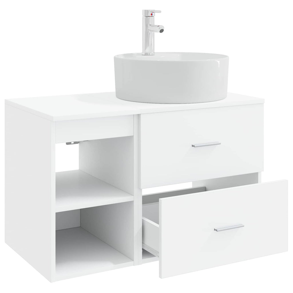 Badezimmermöbel-Set 2 pcs Weiß Holzwerkstoff