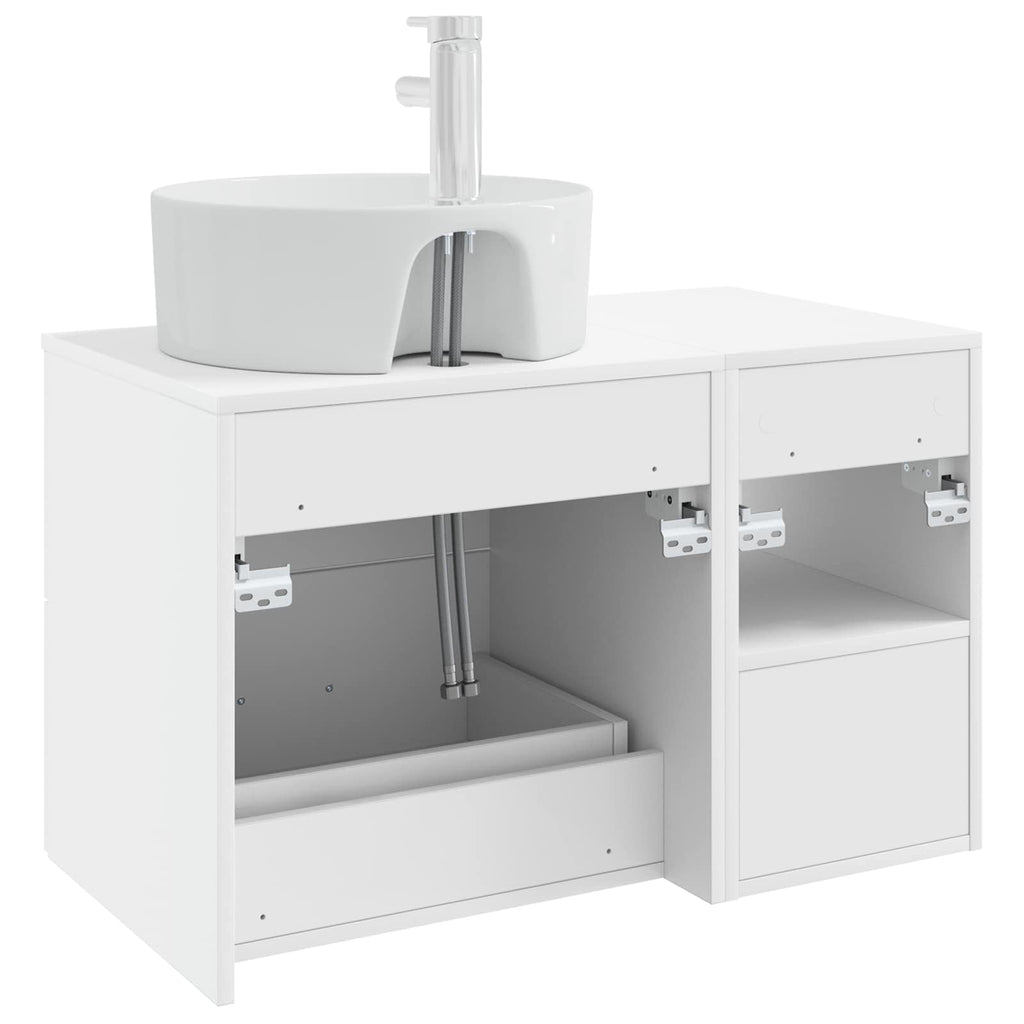 Badezimmermöbel-Set 2 pcs Weiß Holzwerkstoff