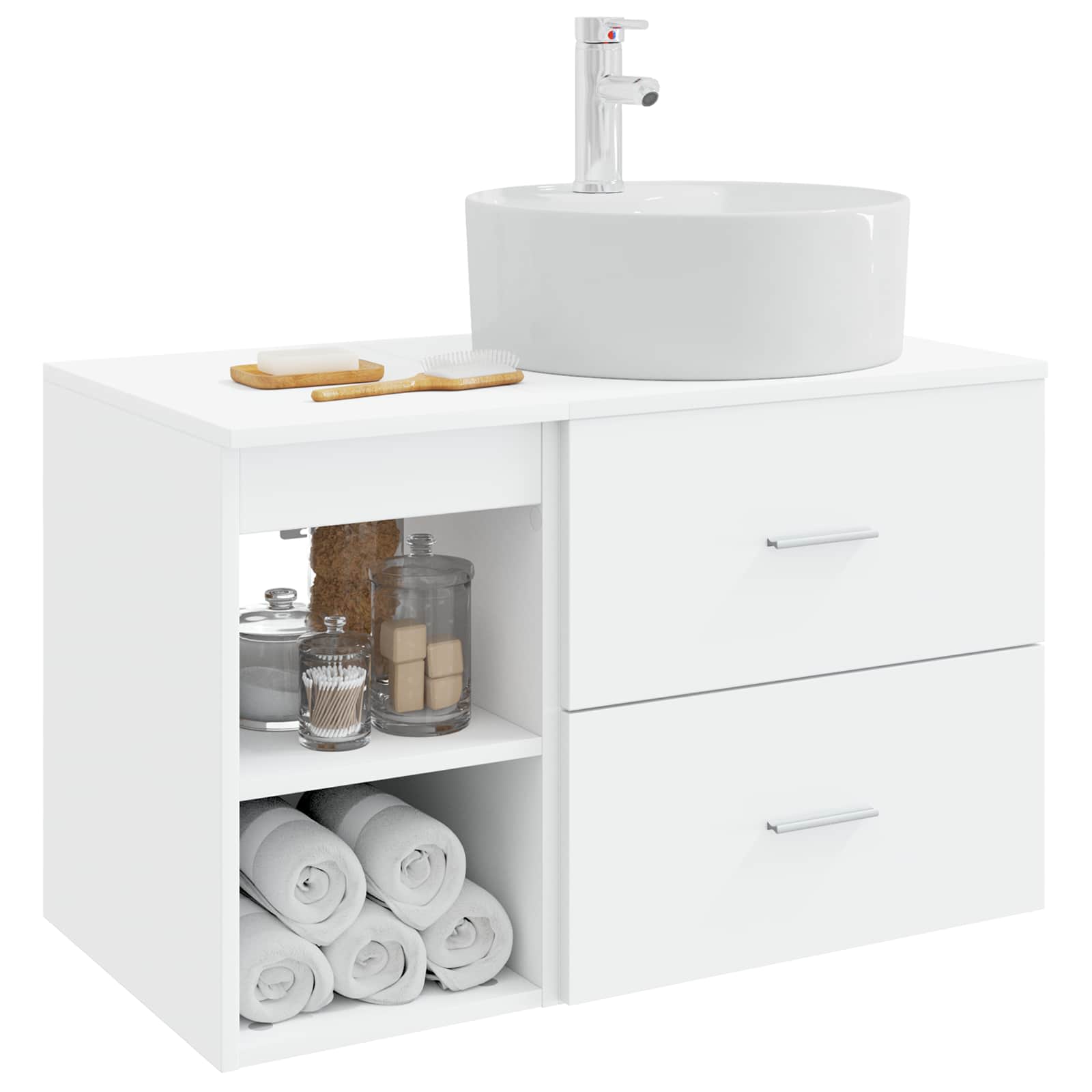 Badezimmermöbel-Set 2 pcs Weiß Holzwerkstoff