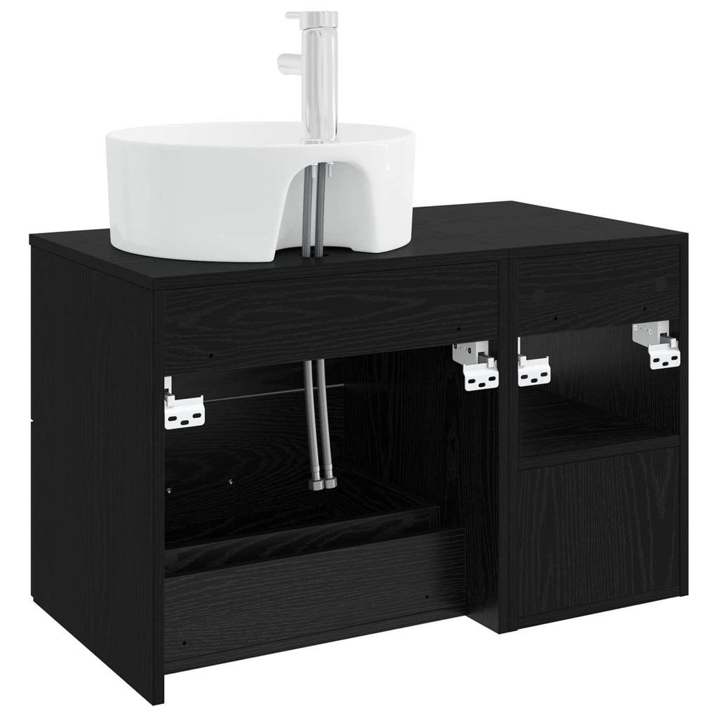 Badezimmermöbel-Set 2 pcs Schwarze Eiche Holzwerkstoff